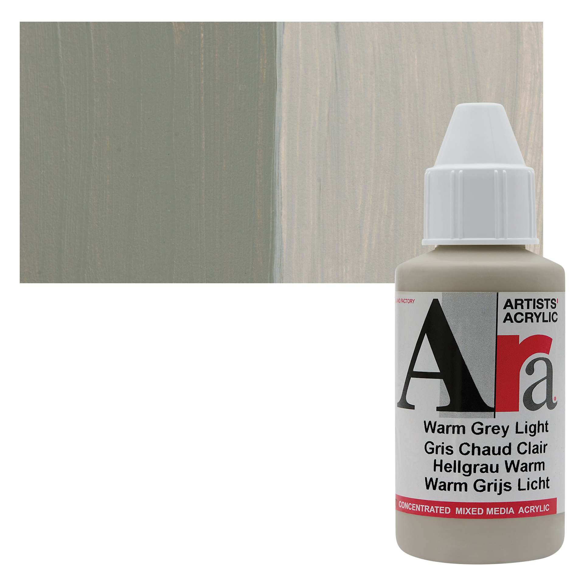 Ara Artists’ Acrylic Paint - Warm Grey Light, 100 ml bottle and swatch