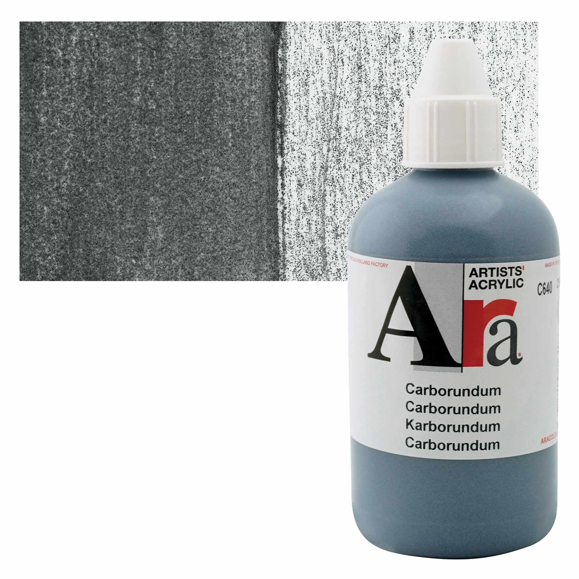 Ara Artists’ Acrylic Paint - Carberundum, 250 ml bottle and swatch