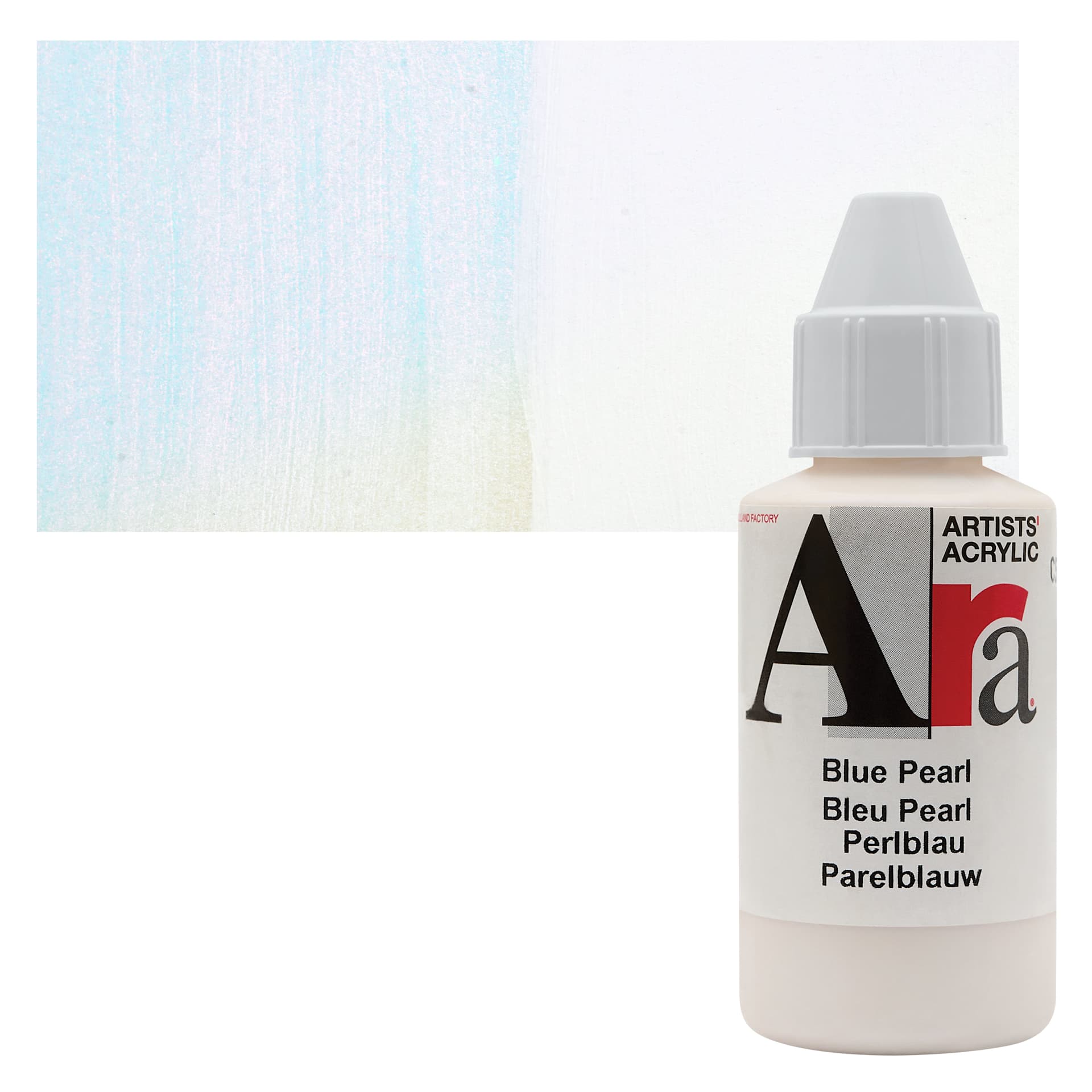 Ara Artists’ Acrylic Paint - Pearl Blue, 100 ml bottle and swatch