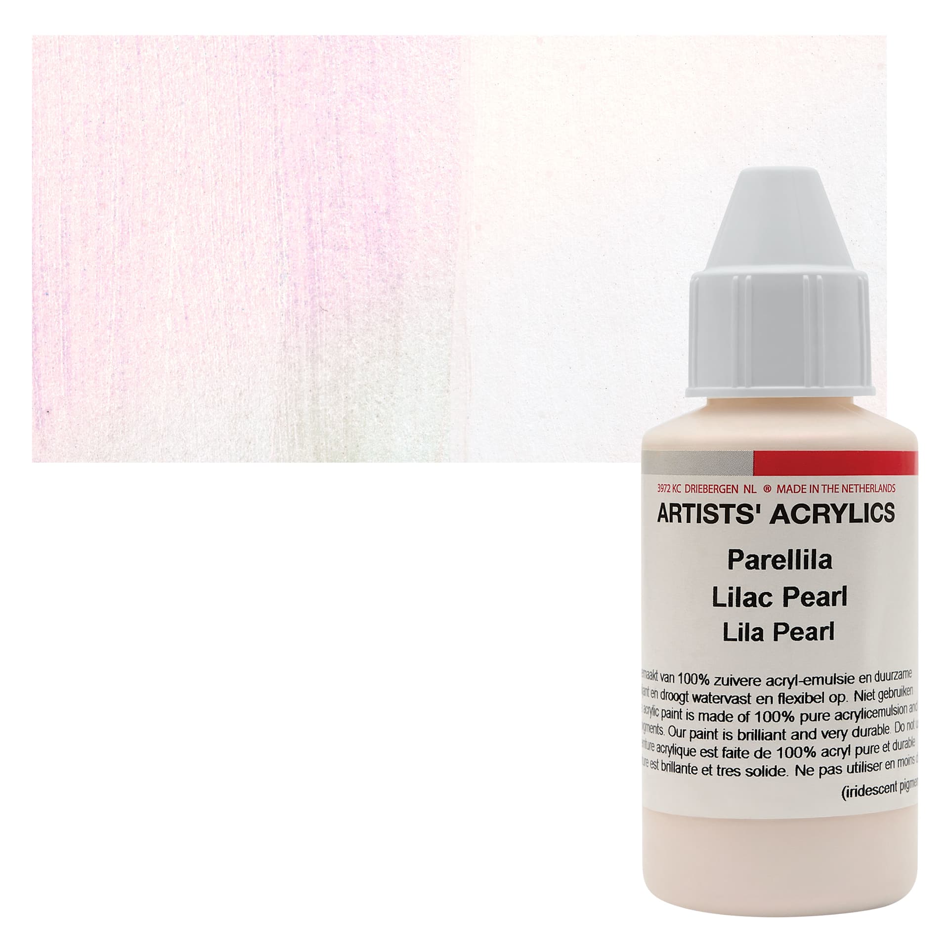 Ara Artists’ Acrylic Paint - Pearl Lilac, 100 ml bottle and swatch