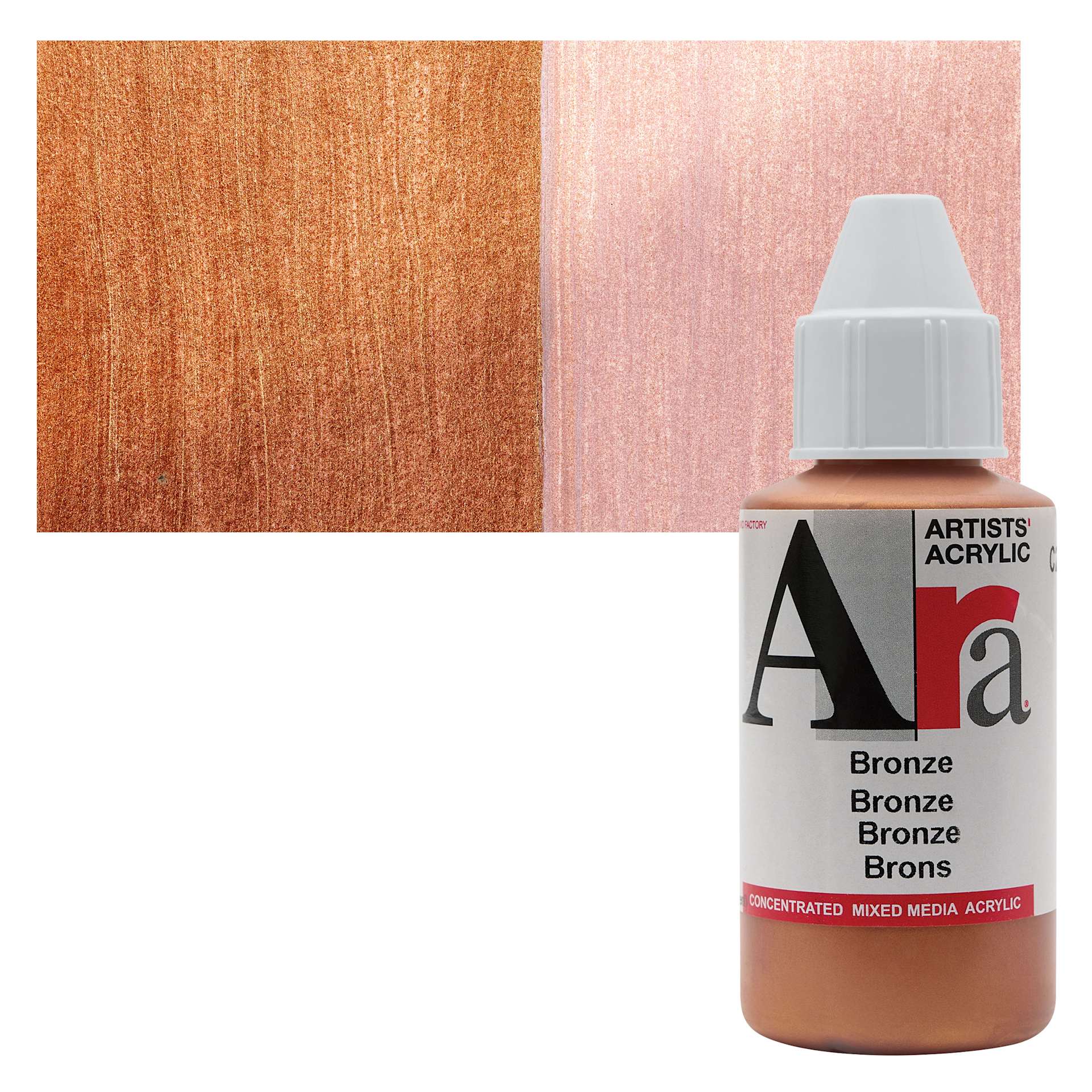 Ara Artists’ Acrylic Paint - Bronze, 100 ml bottle and swatch