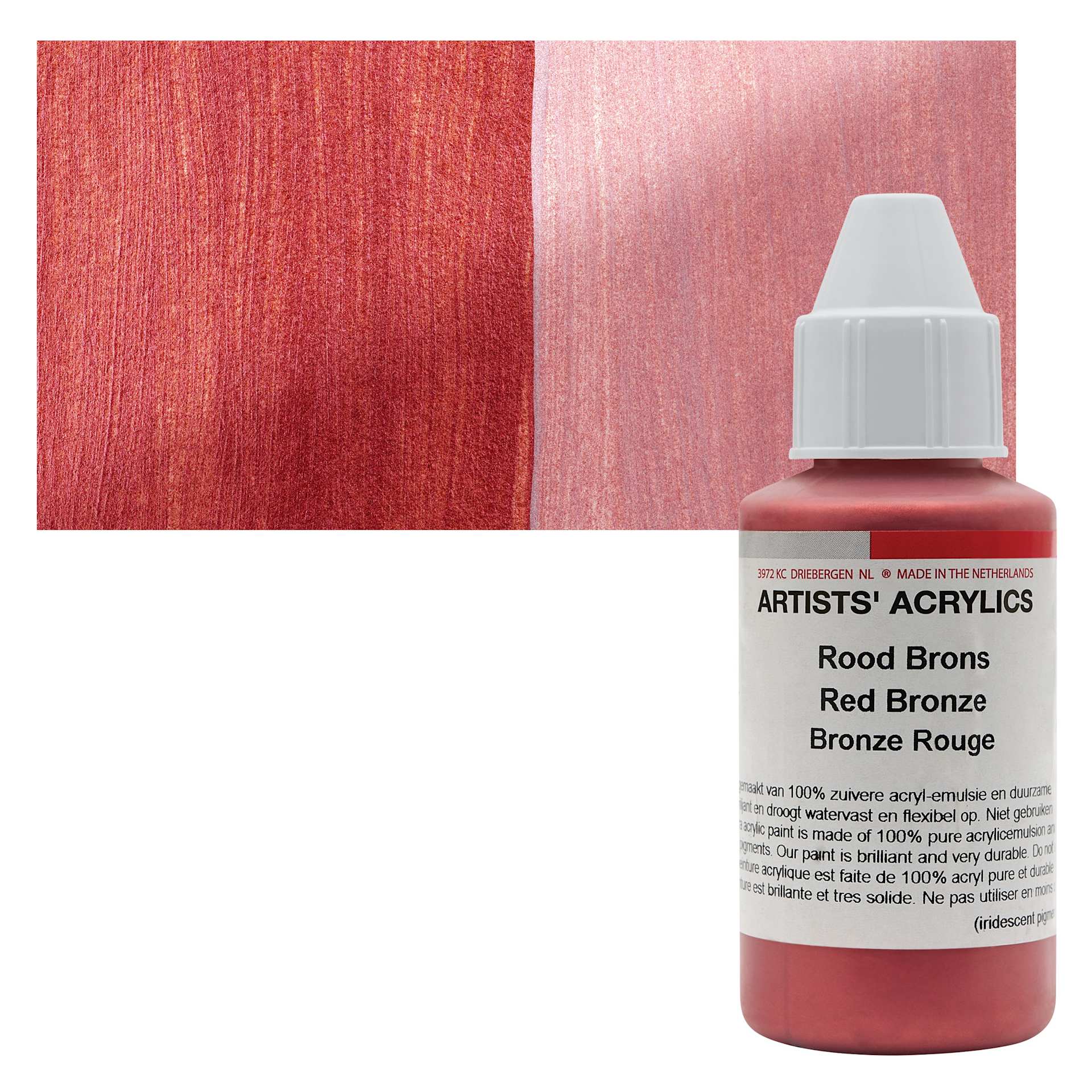 Ara Artists’ Acrylic Paint - Red Bronze, 100 ml bottle and swatch