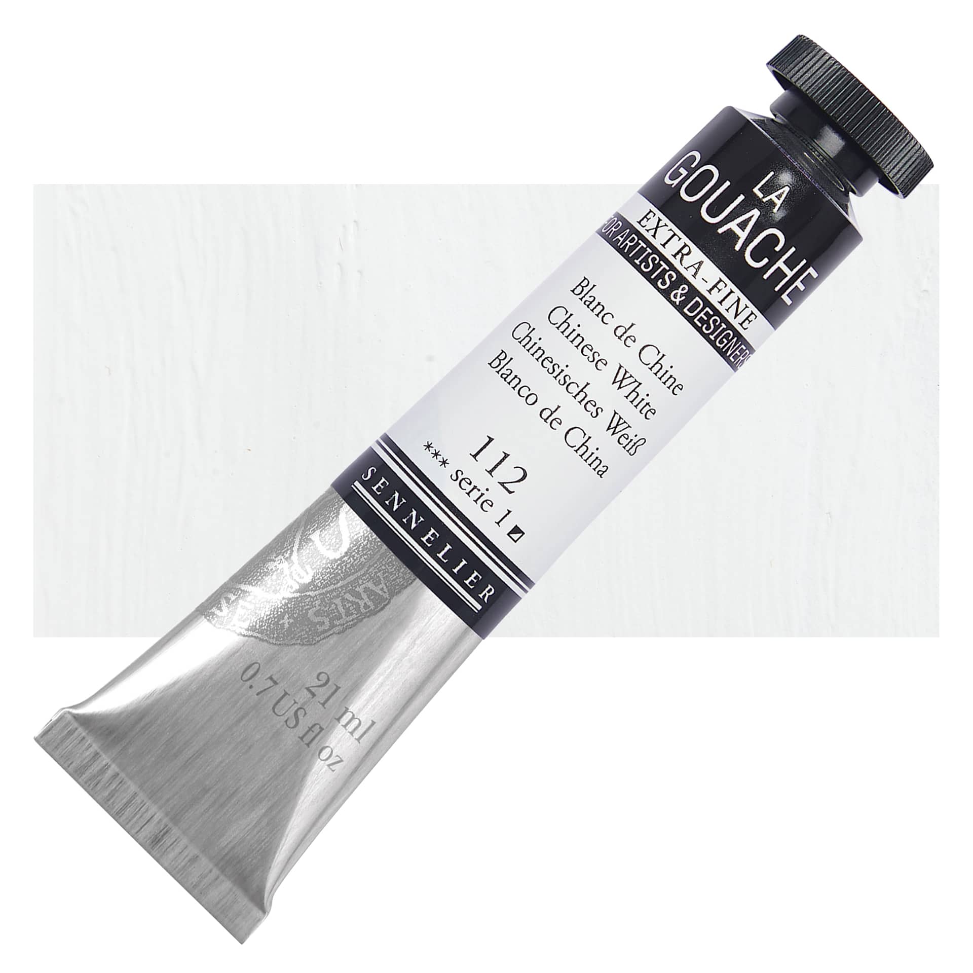 Sennelier Extra Fine Gouache - Chinese White, 21 ml Tube and swatch