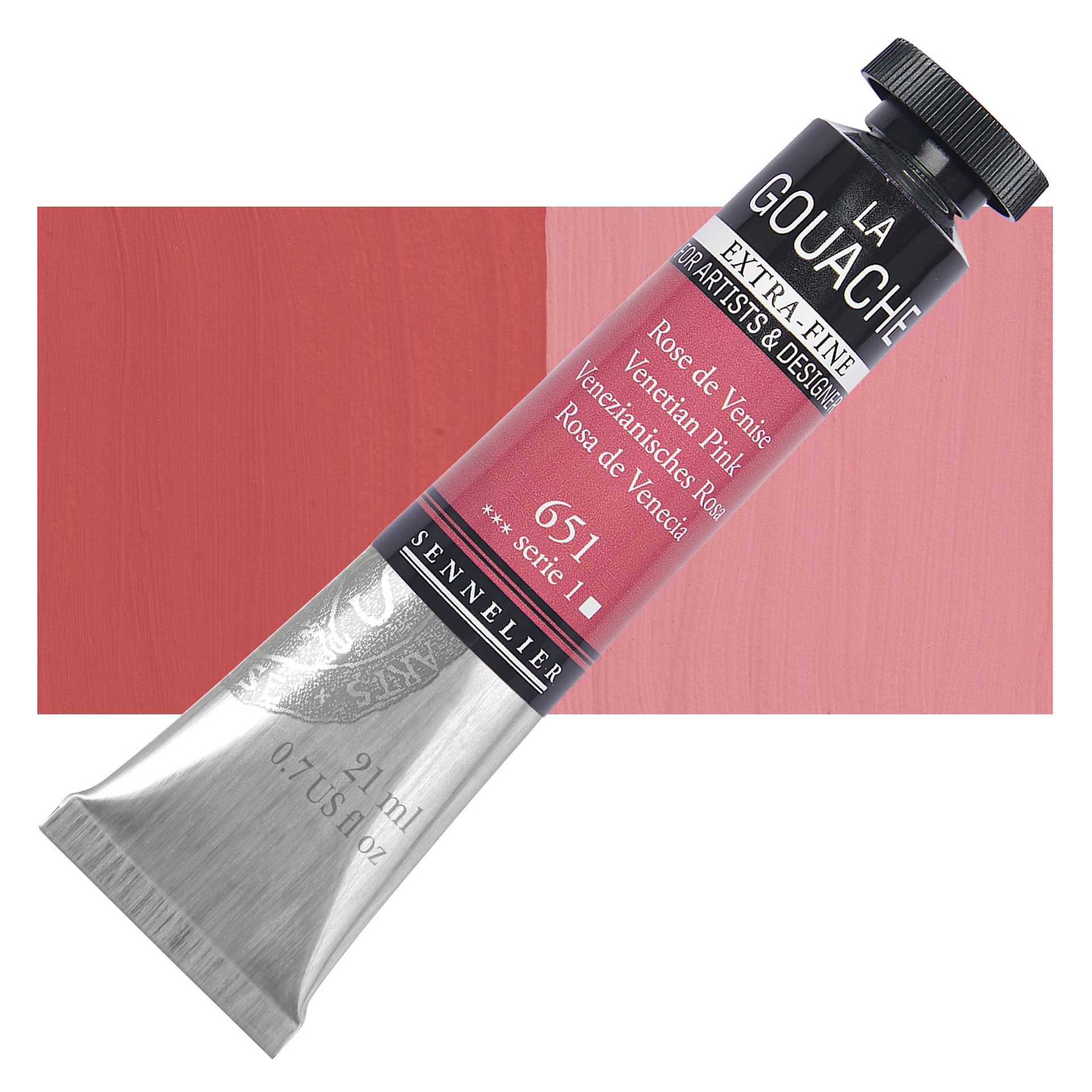 Sennelier Extra Fine Gouache - Venetian Pink, 21 ml Tube and swatch