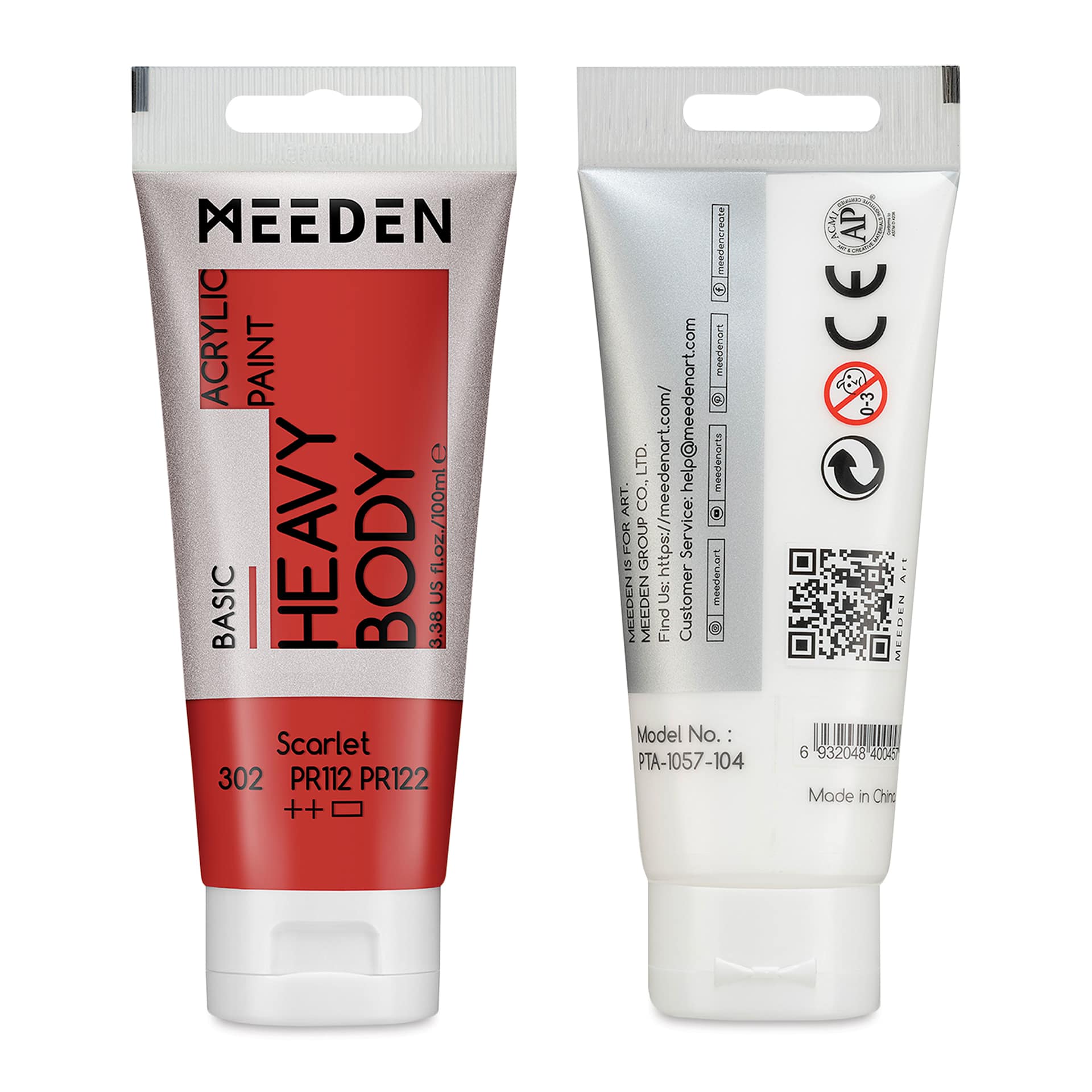 Meeden Heavy Body Acrylic Paint tube, front and back