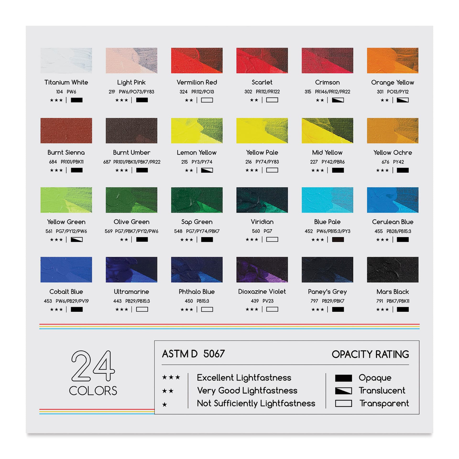 Meeden Heavy Body Acrylic Paints- Set of 24, Basic Colors back of package
