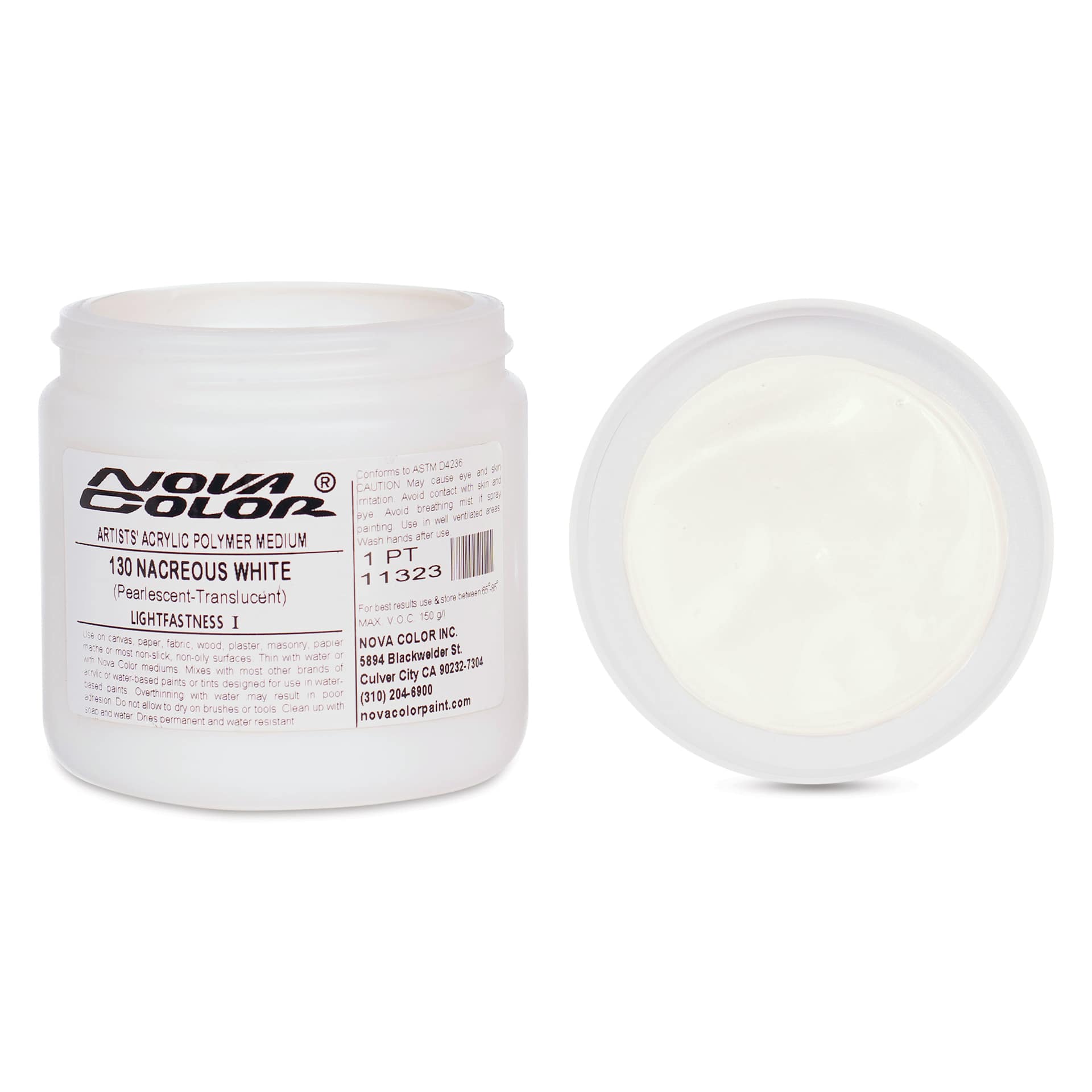 Nova Color Artists’ Acrylic Polymer Paint - Nacreous White Pearl, 473 ml Jar