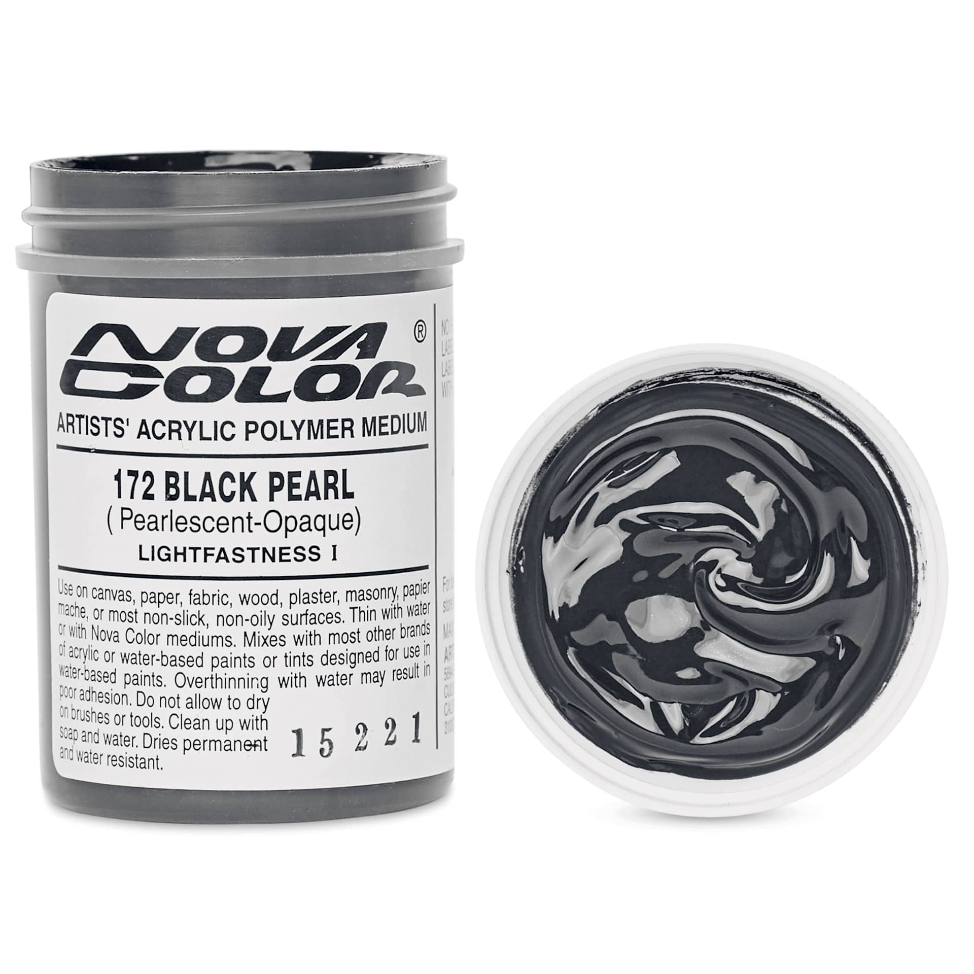 Nova Color Artists’ Acrylic Polymer Paint - Black Pearl, 118 ml Jar