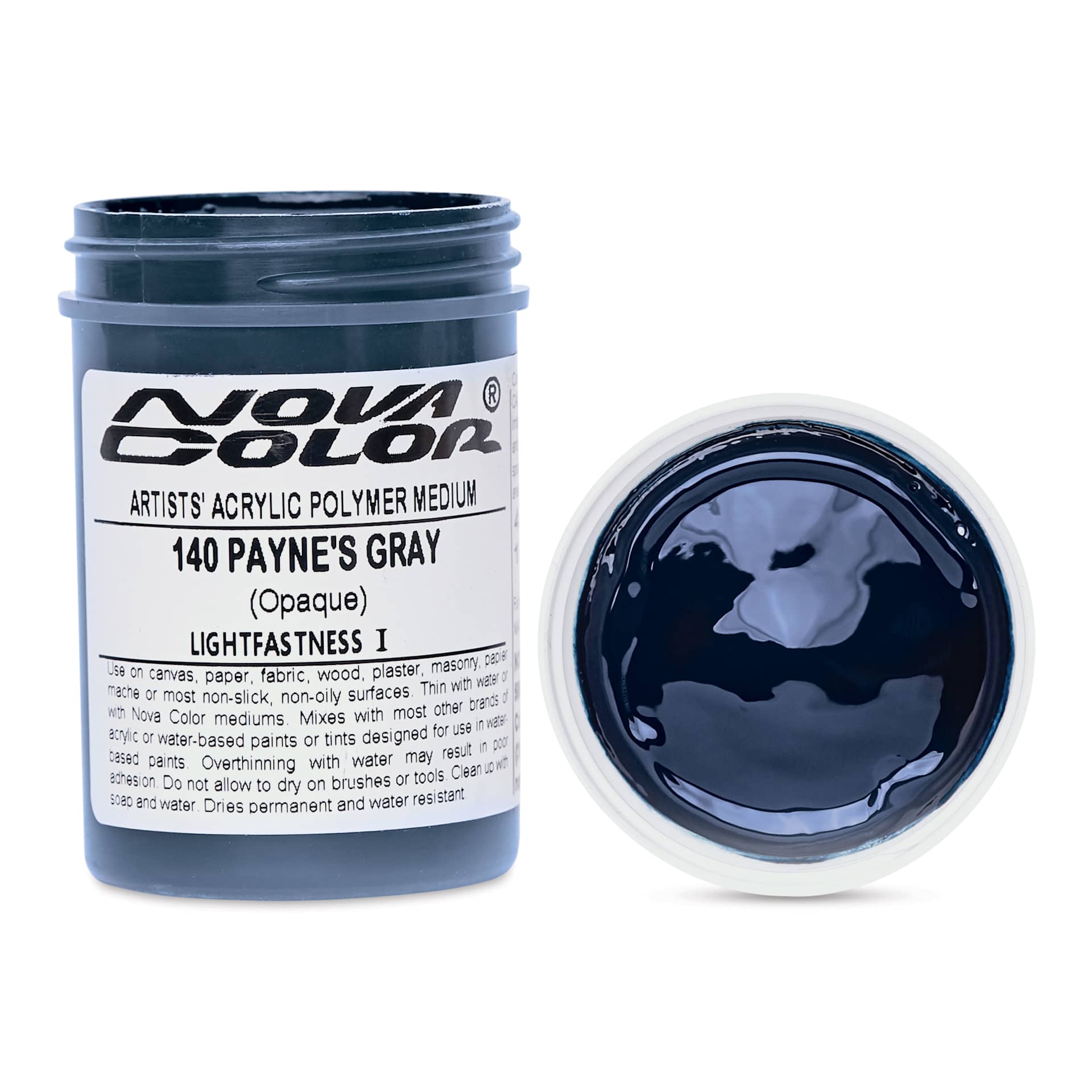 Nova Color Artists’ Acrylic Polymer Paint - Payne's Gray, 118 ml Jar