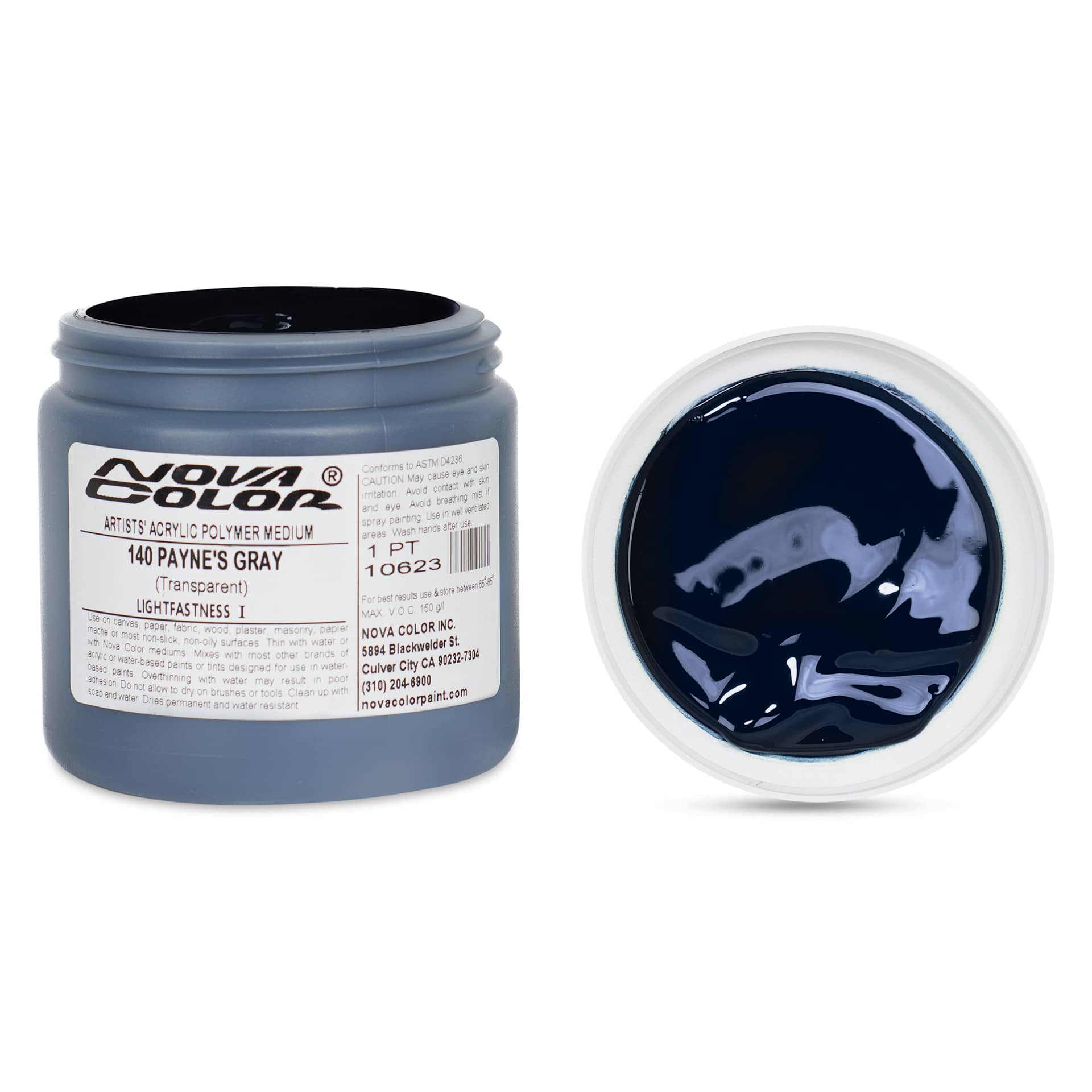 Nova Color Artists’ Acrylic Polymer Paint - Payne's Gray, 473 ml Jar