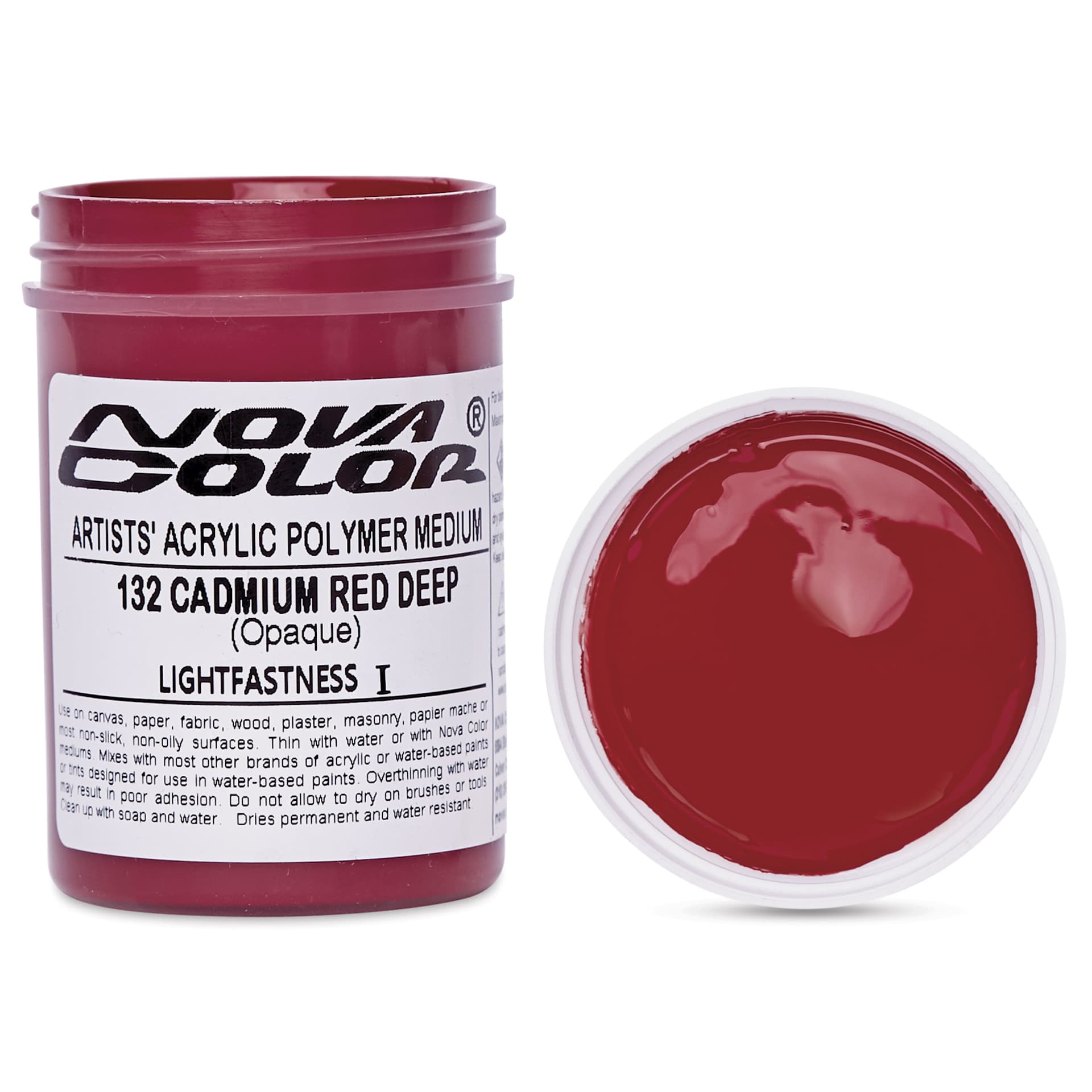 Nova Color Artists’ Acrylic Polymer Paint - Cadmium Red Deep, 118 ml Jar