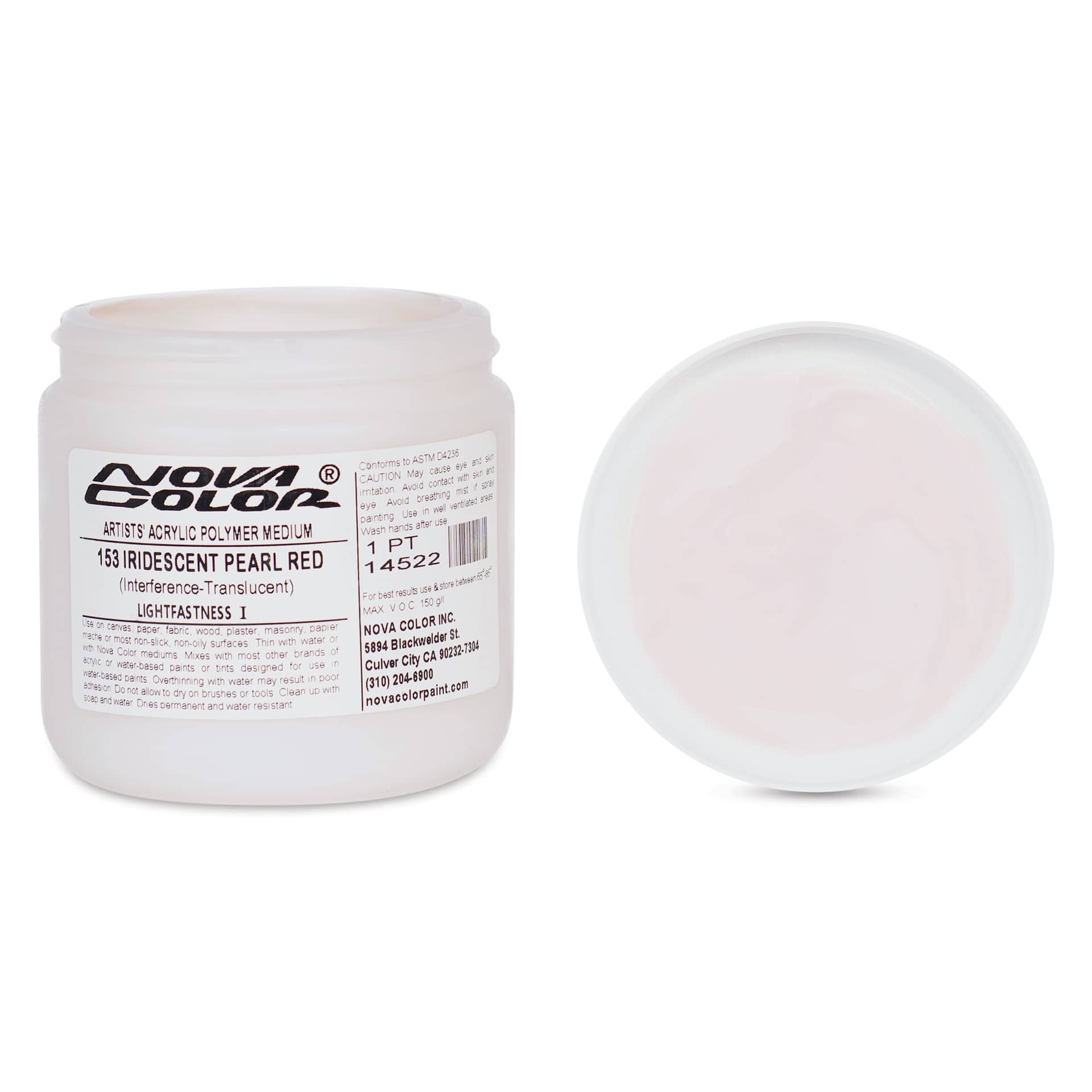Nova Color Artists’ Acrylic Polymer Paint - Iridescent Pearl Red, 473 ml Jar