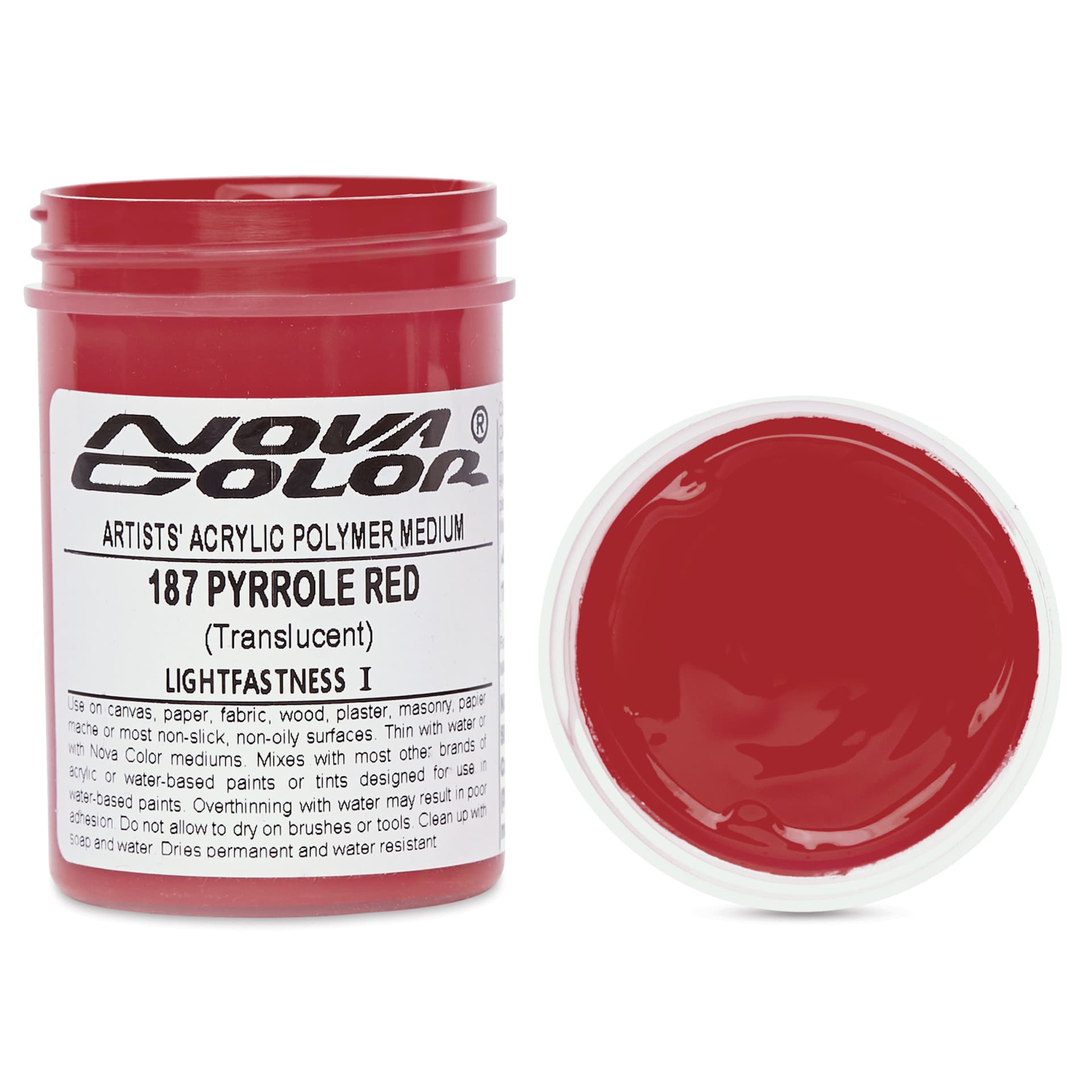 Nova Color Artists’ Acrylic Polymer Paint -  Pyrrole Red, 118 ml Jar