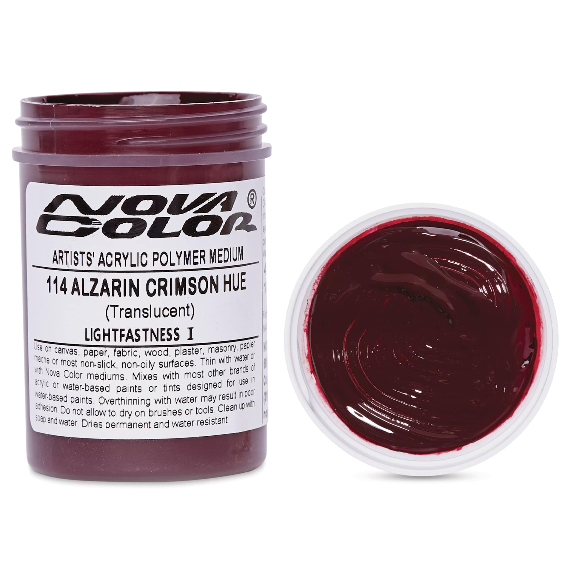 Nova Color Artists’ Acrylic Polymer Paint - Alizarin Crimson Hue, 4 oz Jar