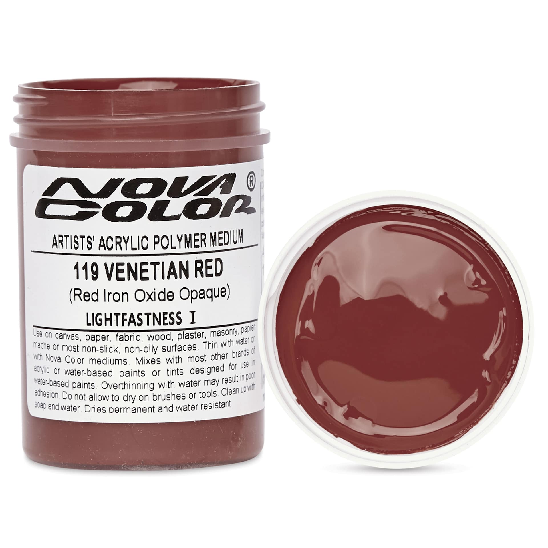 Nova Color Artists’ Acrylic Polymer Paint - Venetian Iron Oxide Red, 118 ml Jar