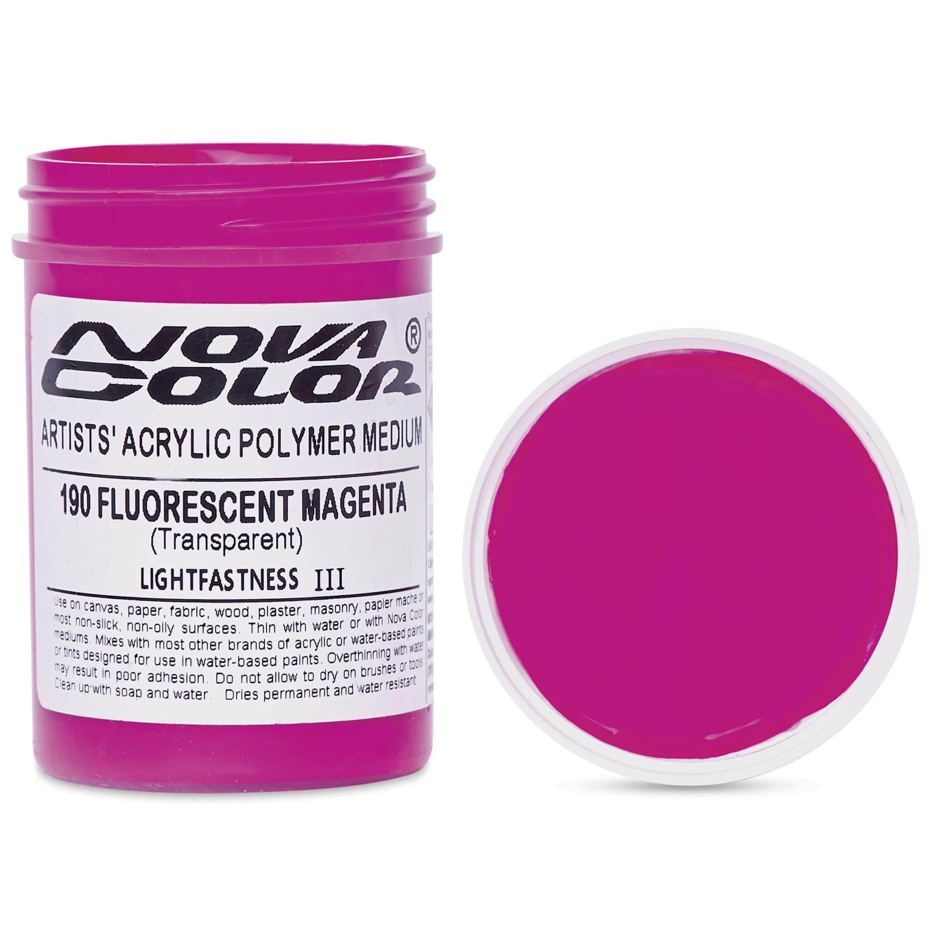 Nova Color Artists’ Acrylic Polymer Paint - Fluorescent Magenta, 118 ml Jar