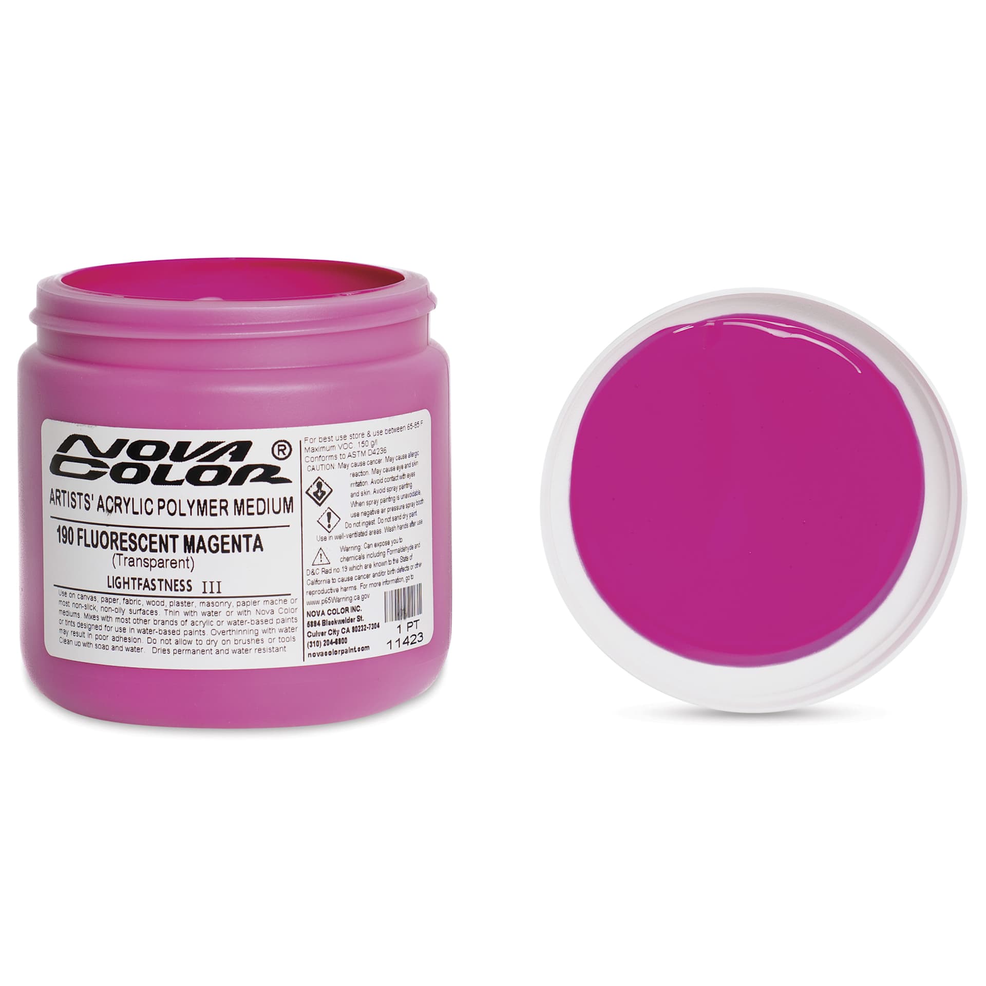 Nova Color Artists’ Acrylic Polymer Paint - Fluorescent Magenta, 473 ml Jar