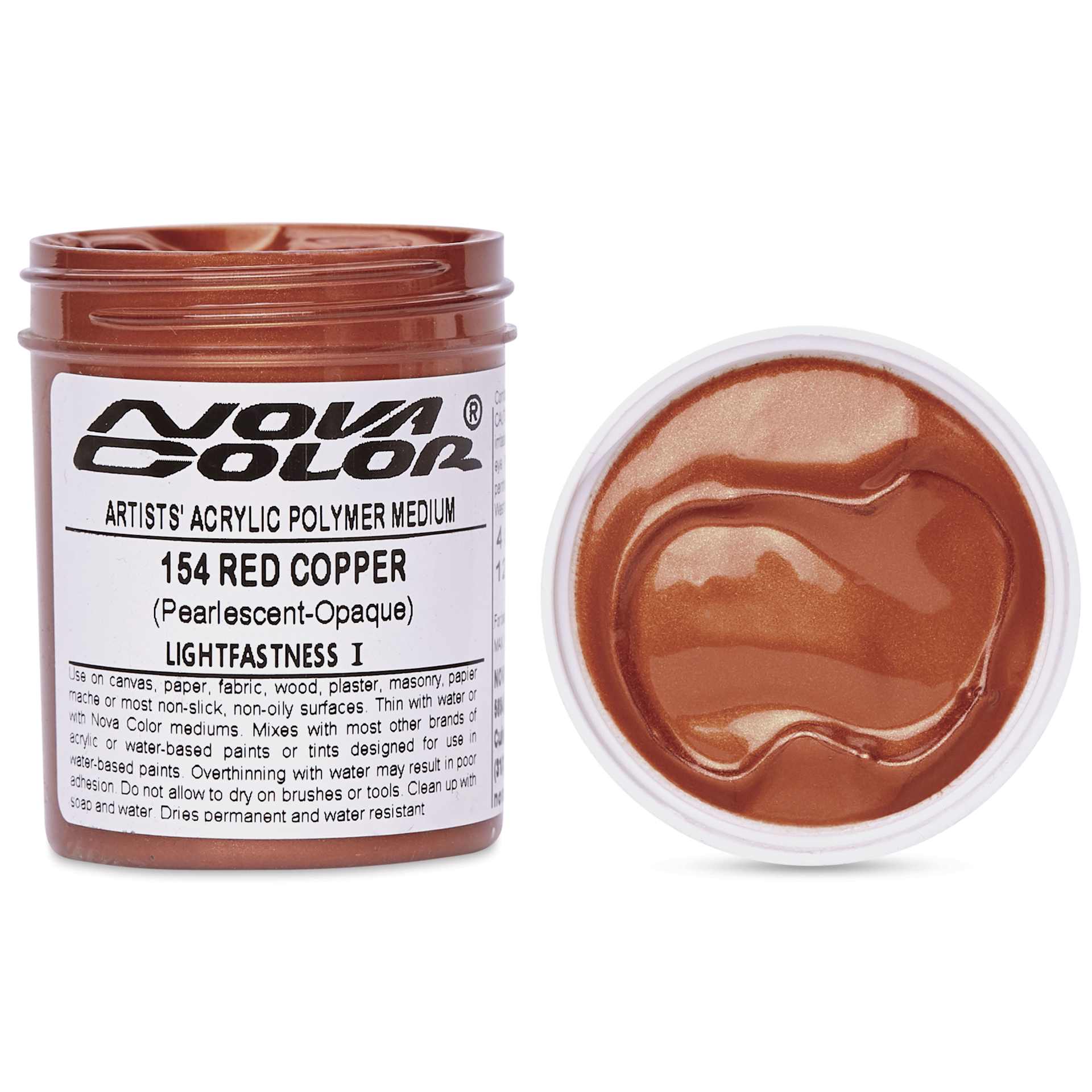 Nova Color Artists’ Acrylic Polymer Paint - Red Copper Pearl, 118 ml Jar