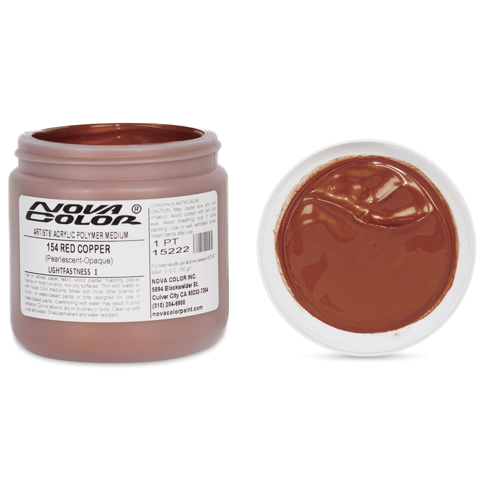 Nova Color Artists’ Acrylic Polymer Paint - Red Copper Pearl, 473 ml Jar