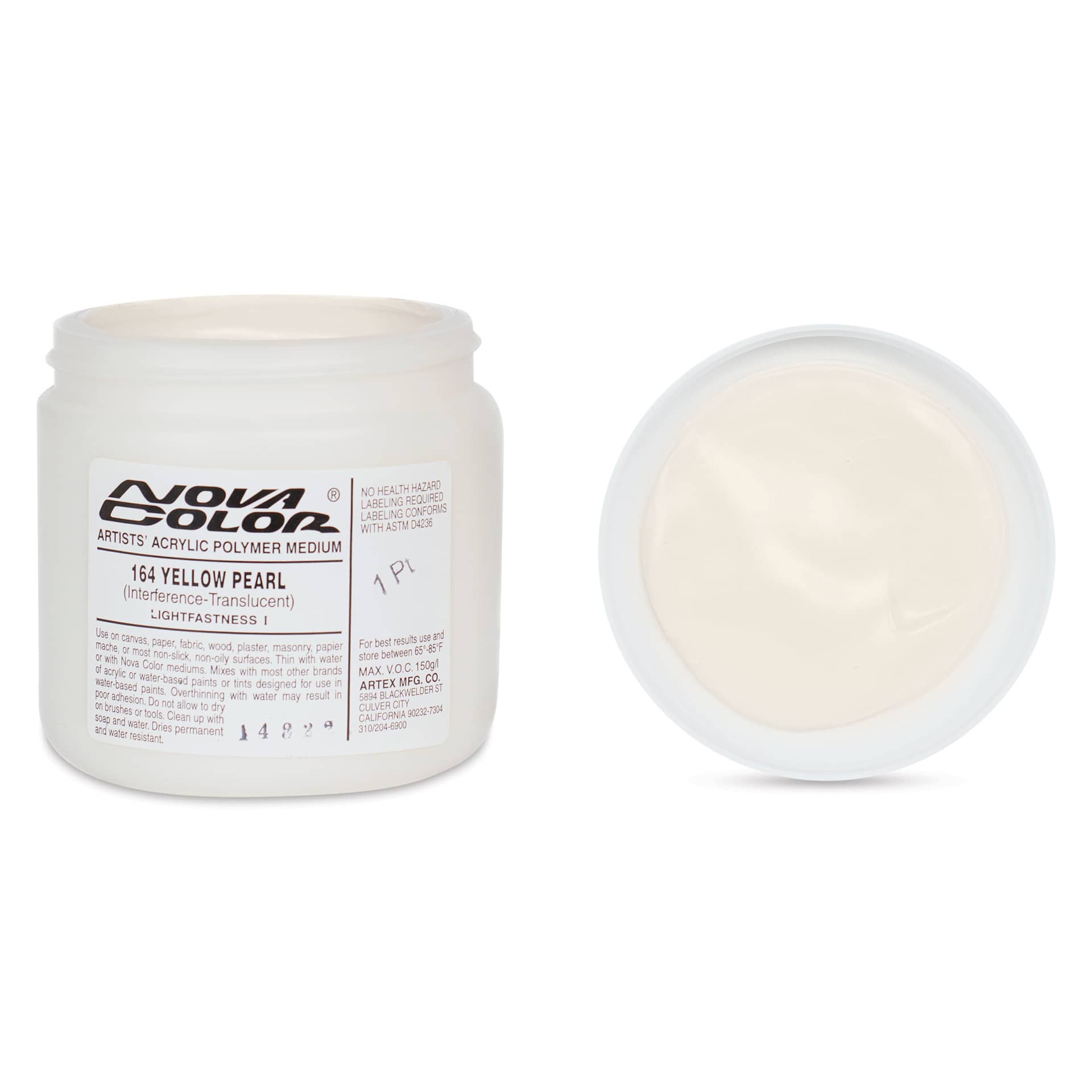 Nova Color Artists’ Acrylic Polymer Paint - Yellow Pearl, 473 ml Jar