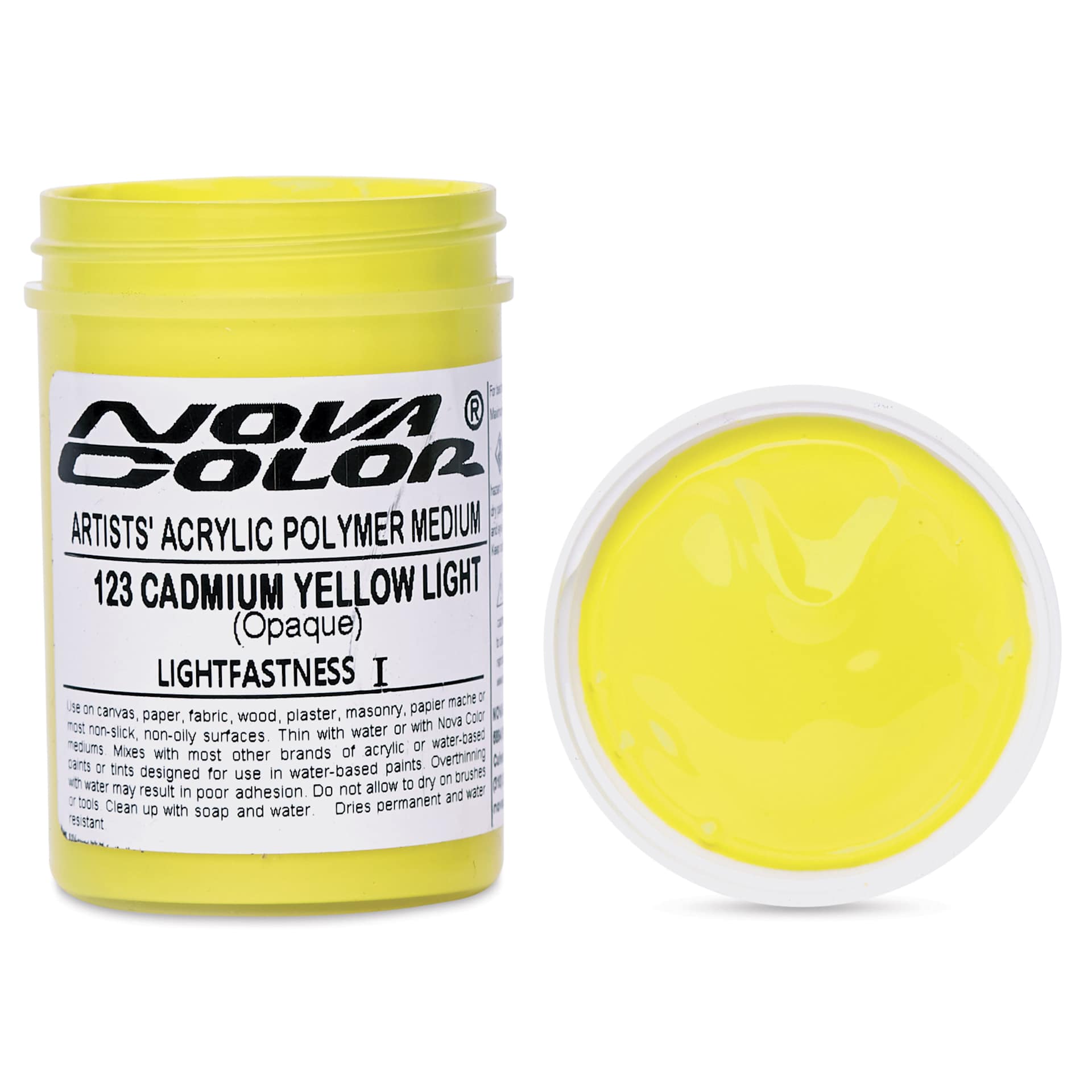 Nova Color Artists’ Acrylic Polymer Paint - Cadmium Yellow Light, 118 ml Jar 