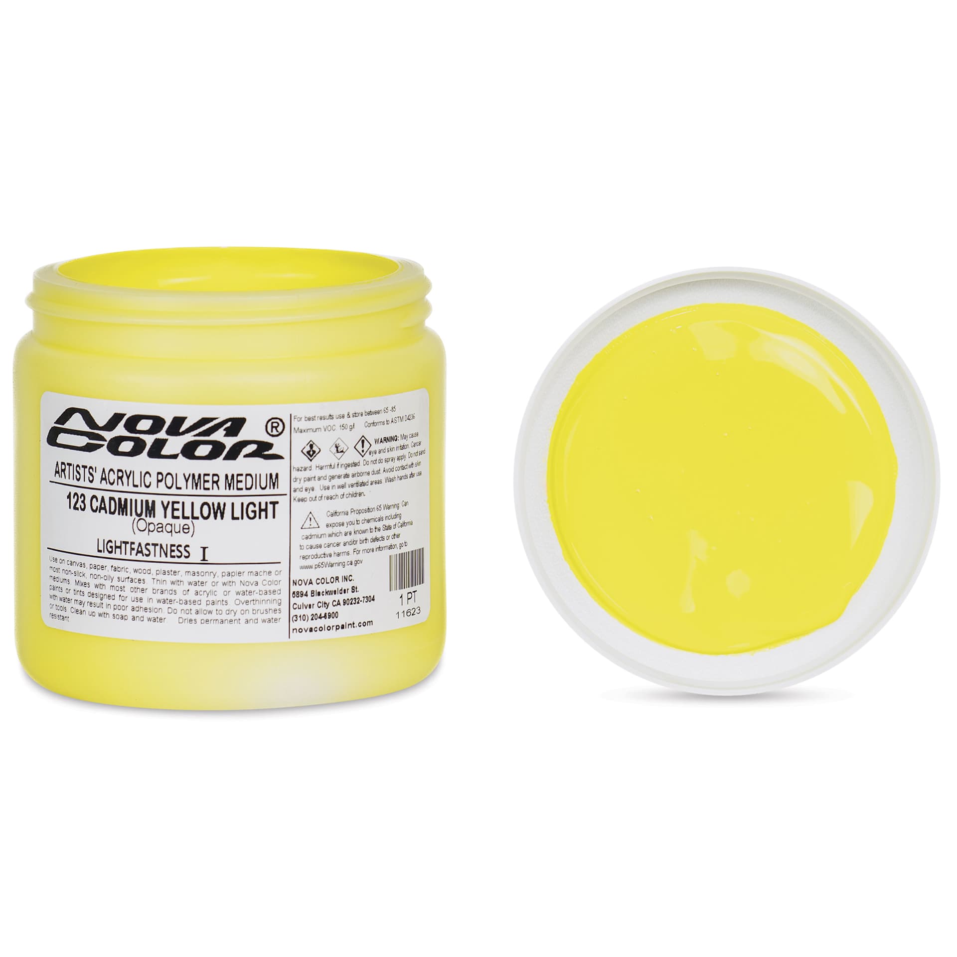 Nova Color Artists’ Acrylic Polymer Paint - Cadmium Yellow Light, 473 ml Jar