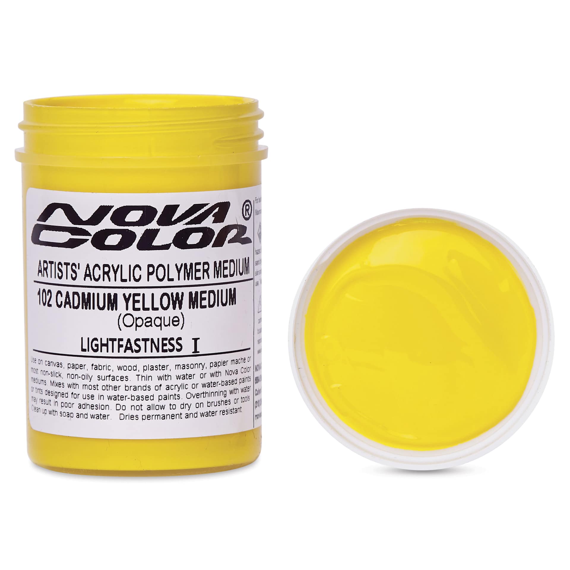 Nova Color Artists’ Acrylic Polymer Paint - Cadmium Yellow Medium, 118 ml Jar