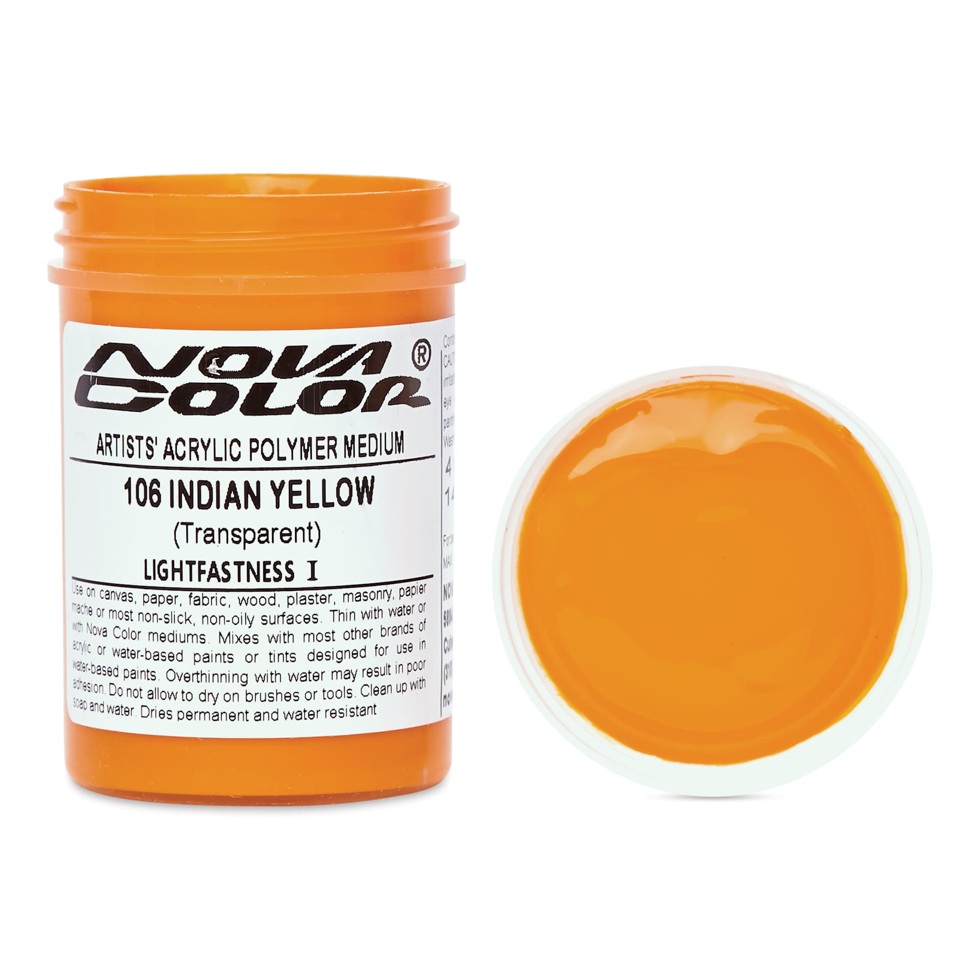 Nova Color Artists’ Acrylic Polymer Paint - Indian Yellow Azo, 118 ml Jar