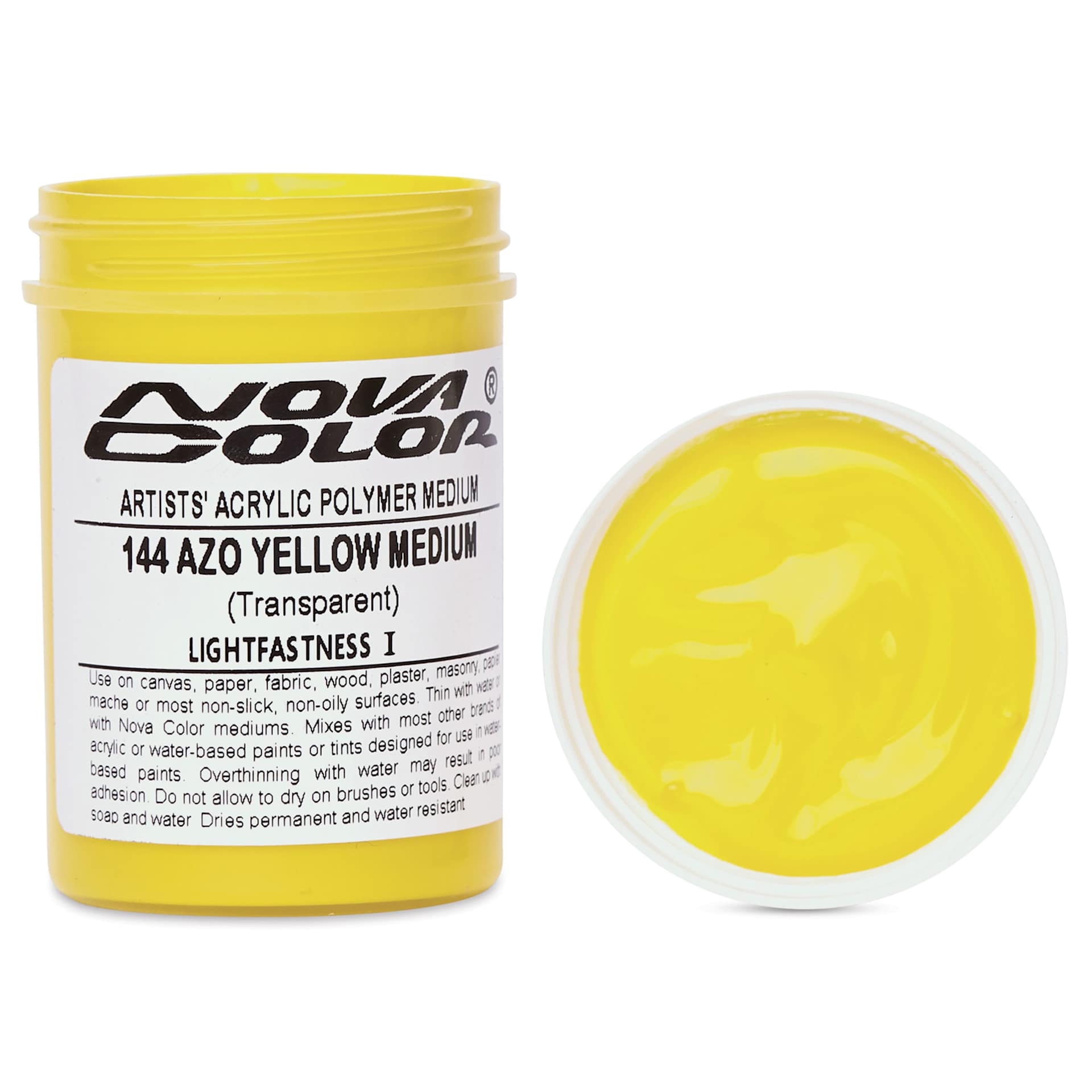 Nova Color Artists’ Acrylic Polymer Paint - Azo Yellow Medium, 118 ml Jar