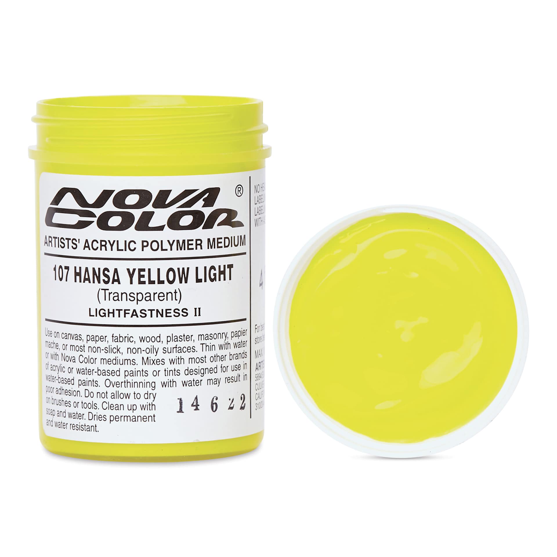 Nova Color Artists’ Acrylic Polymer Paint - Hansa Yellow Light, 118 ml Jar