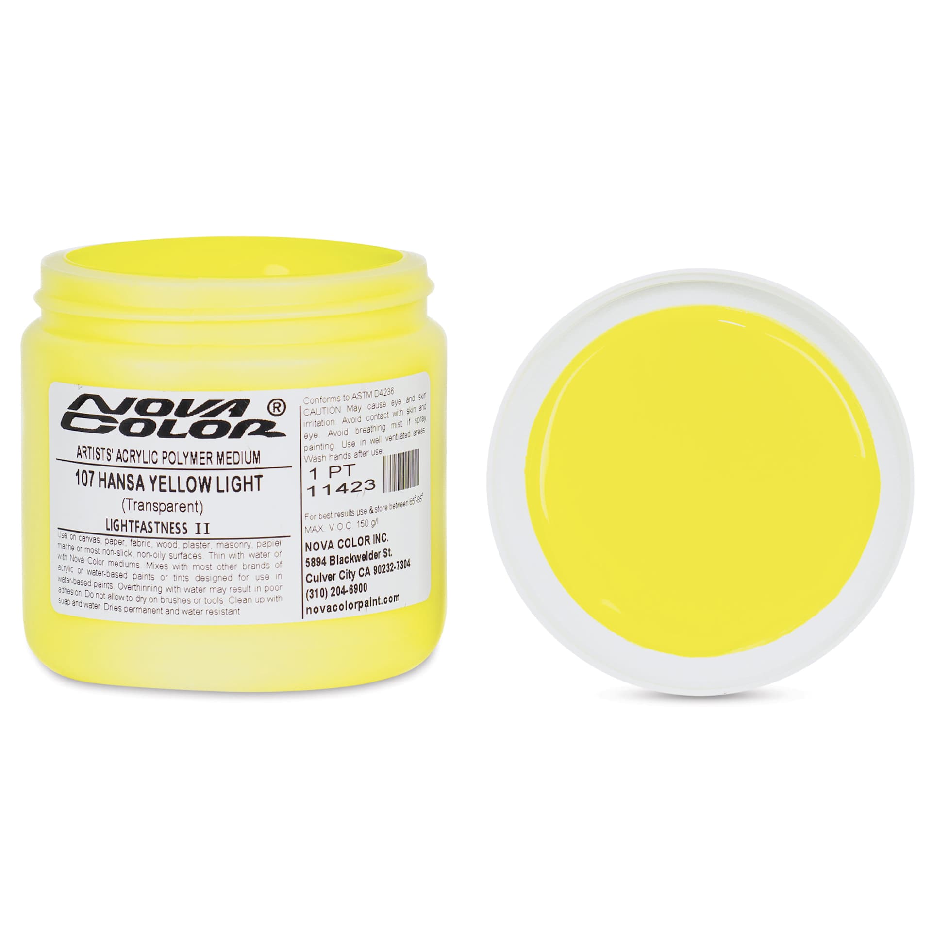 Nova Color Artists’ Acrylic Polymer Paint - Hansa Yellow Light, 473 ml Jar