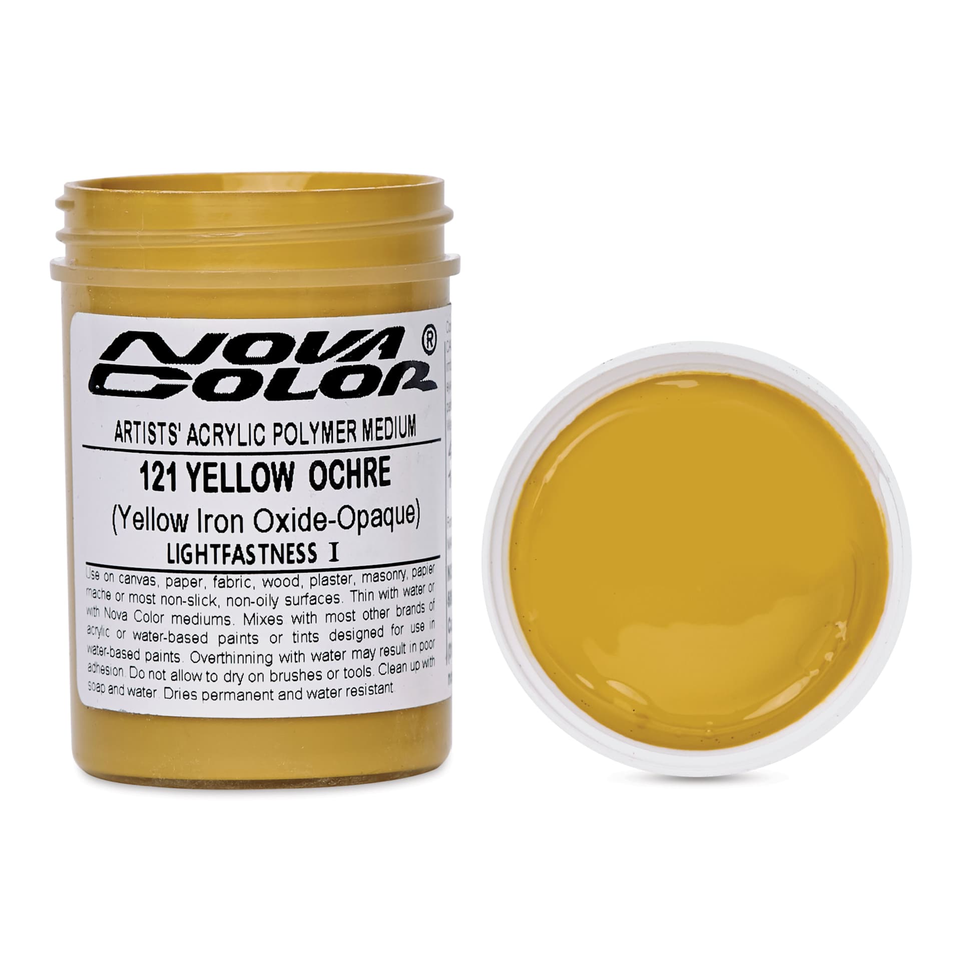 Nova Color Artists’ Acrylic Polymer Paint - Yellow Ochre Iron Oxide, 118 ml Jar