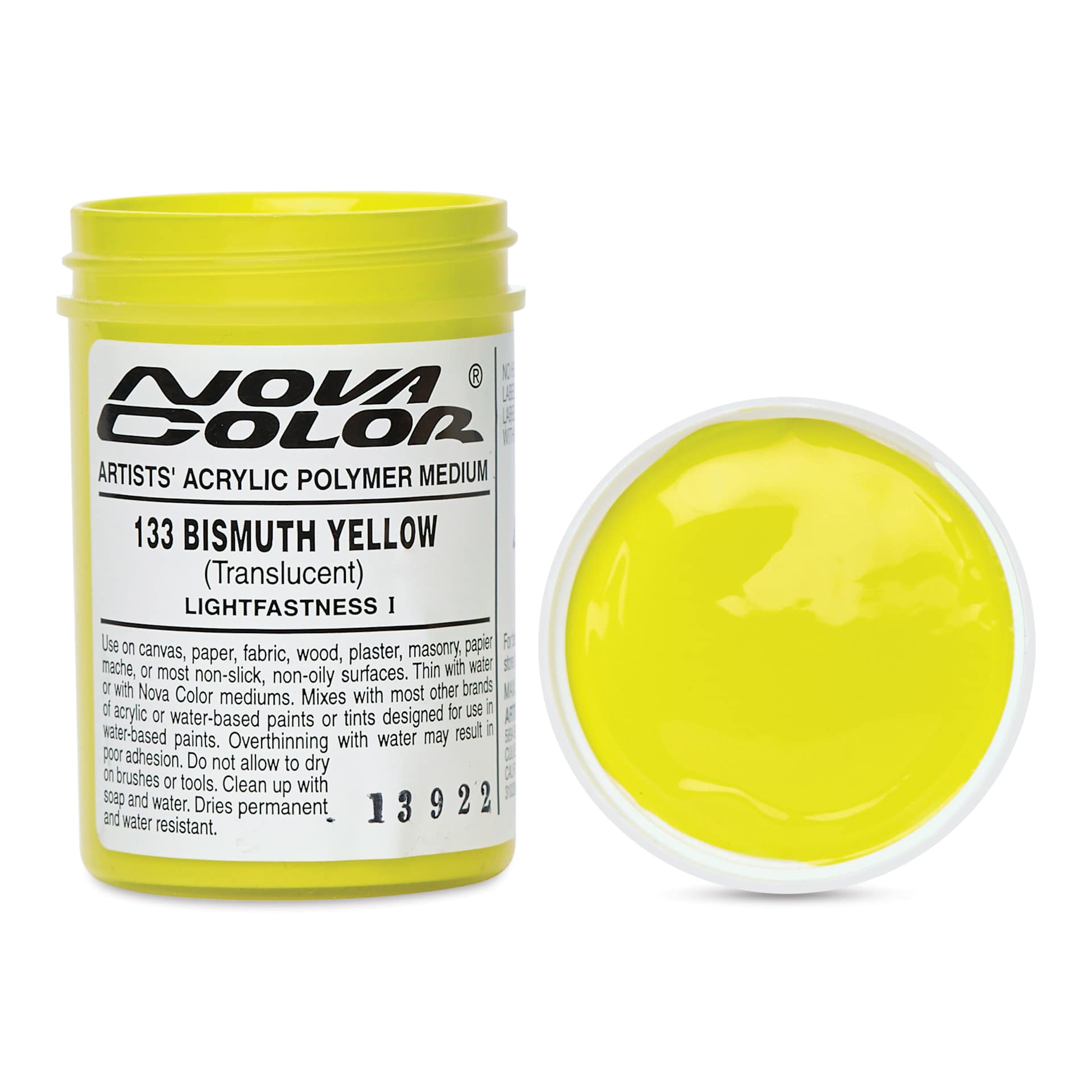 Nova Color Artists’ Acrylic Polymer Paint - Bismuth Yellow, 118 ml Jar