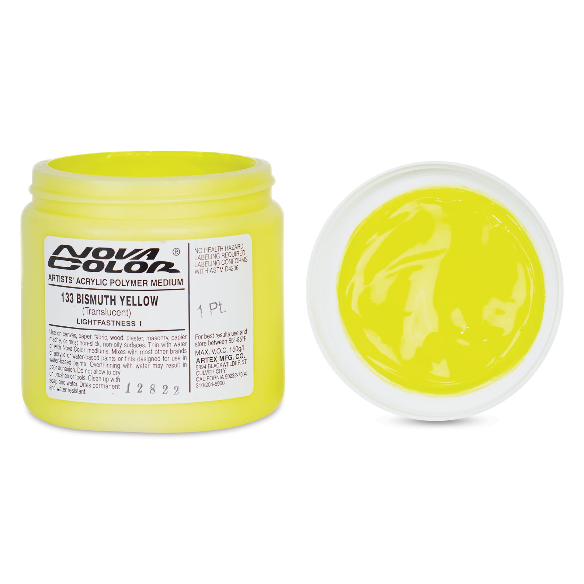 Nova Color Artists’ Acrylic Polymer Paint - Bismuth Yellow, 473 ml Jar