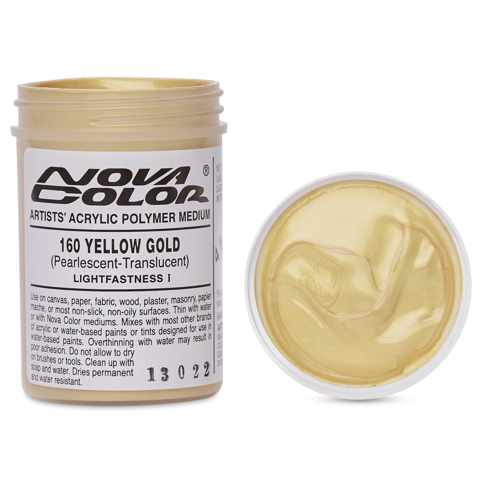 Nova Color Artists’ Acrylic Polymer Paint - Yellow Gold Pearl, 118 ml Jar