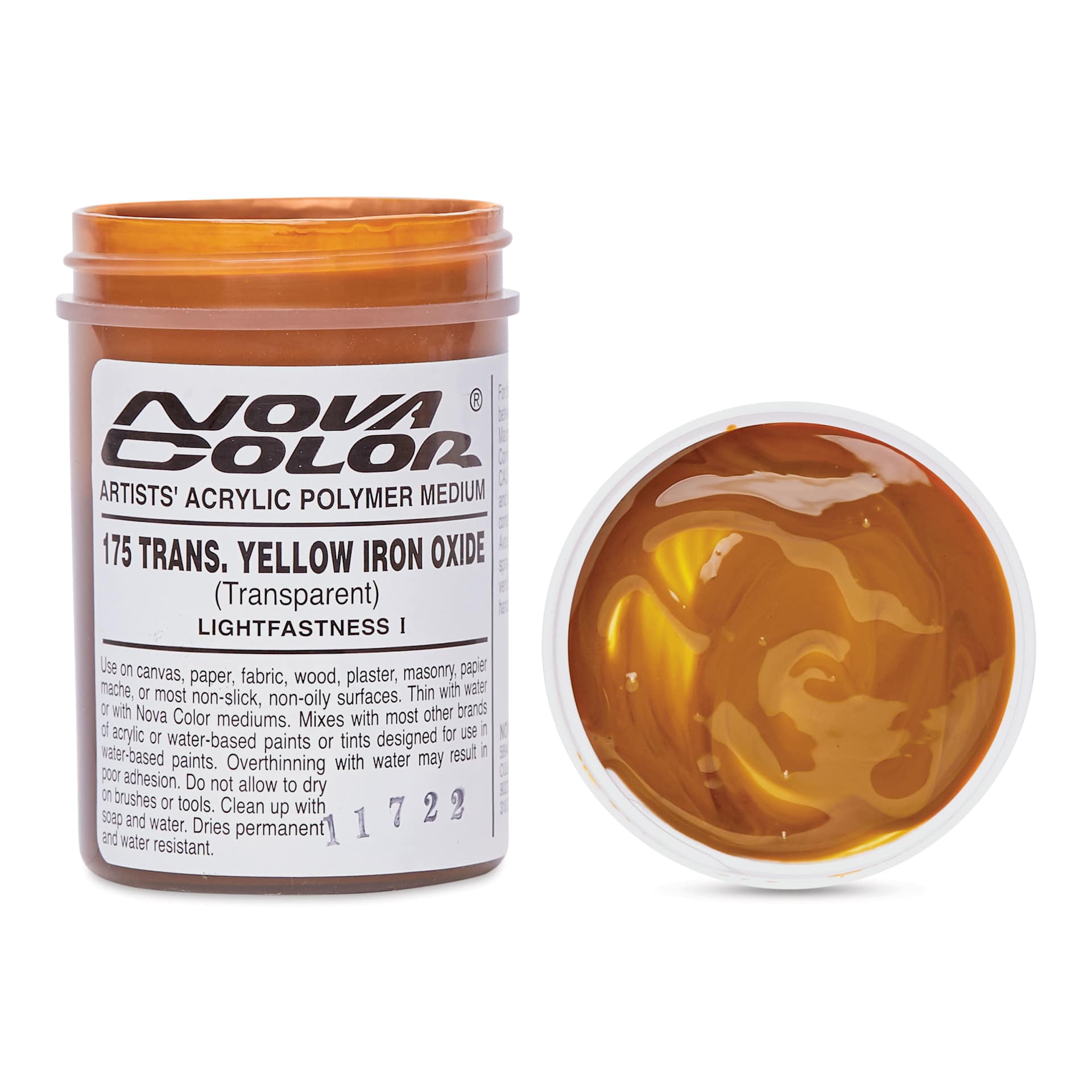Nova Color Artists’ Acrylic Polymer Paint - Transparent Yellow Iron Oxide, 118 ml Jar