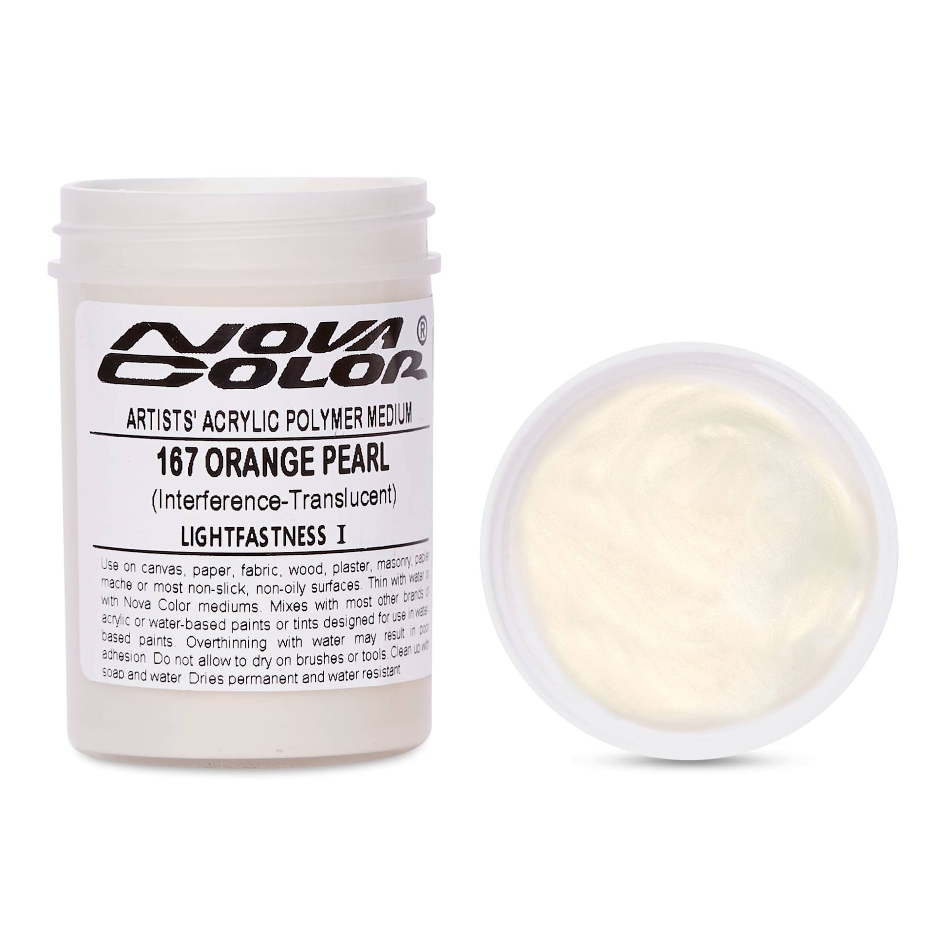 Nova Color Artists’ Acrylic Polymer Paint - Orange Pearl, 118 ml Jar