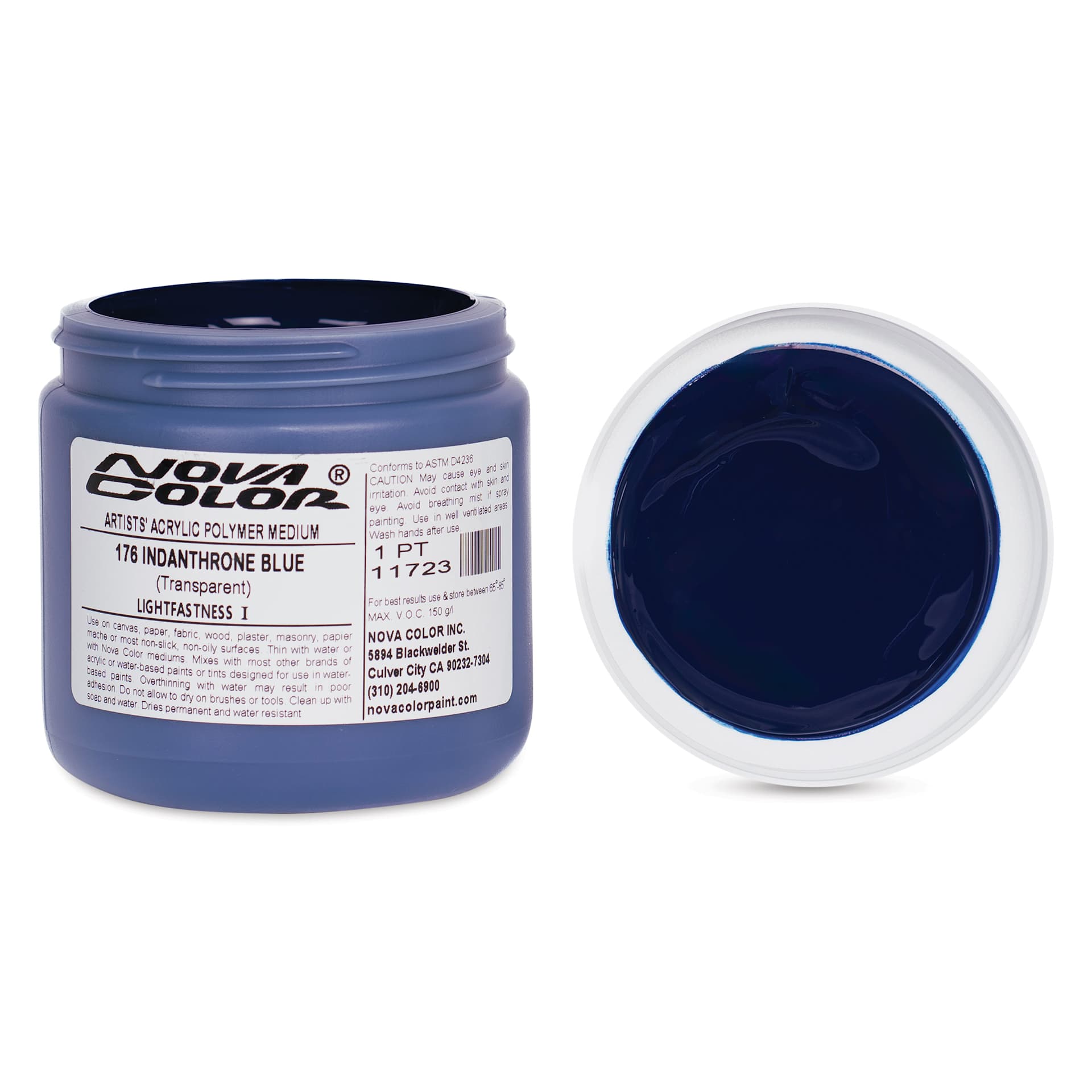 Nova Color Artists’ Acrylic Polymer Paint - Indanthrone Blue, 473 ml Jar