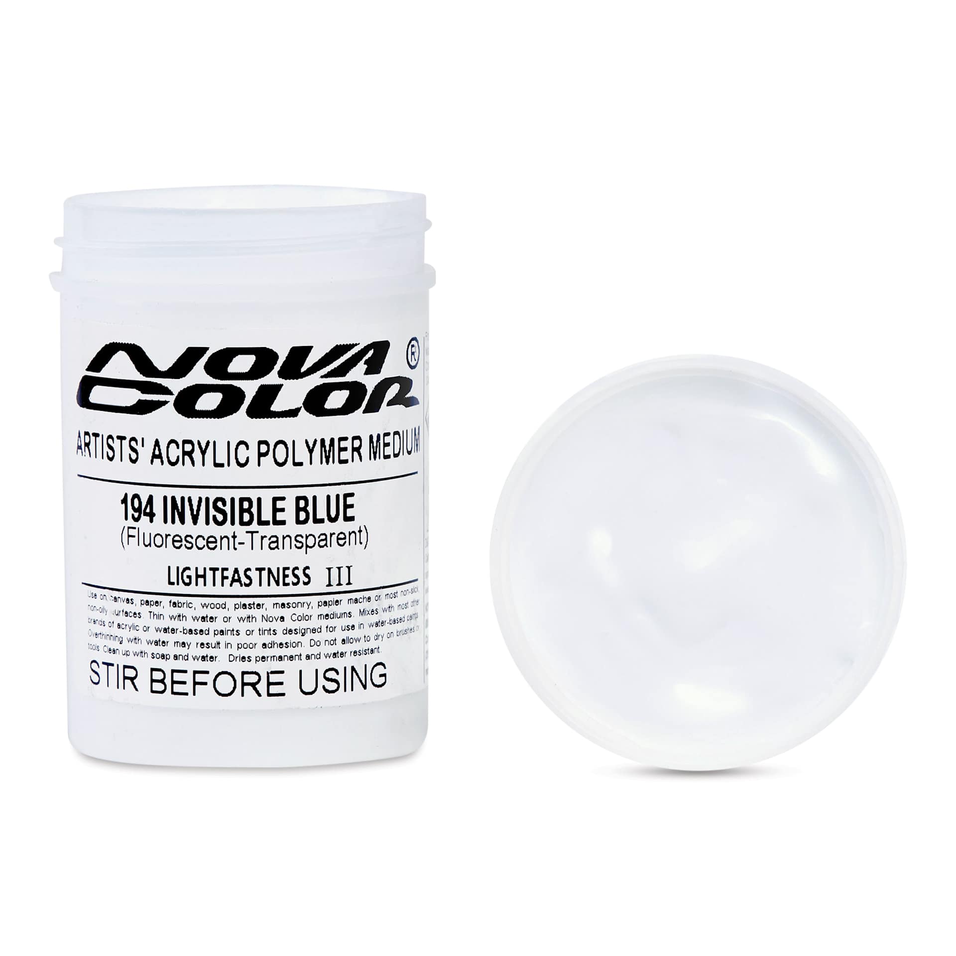 Nova Color Artists’ Acrylic Polymer Paint - Fluorescent Invisible Blue, 118 ml Jar