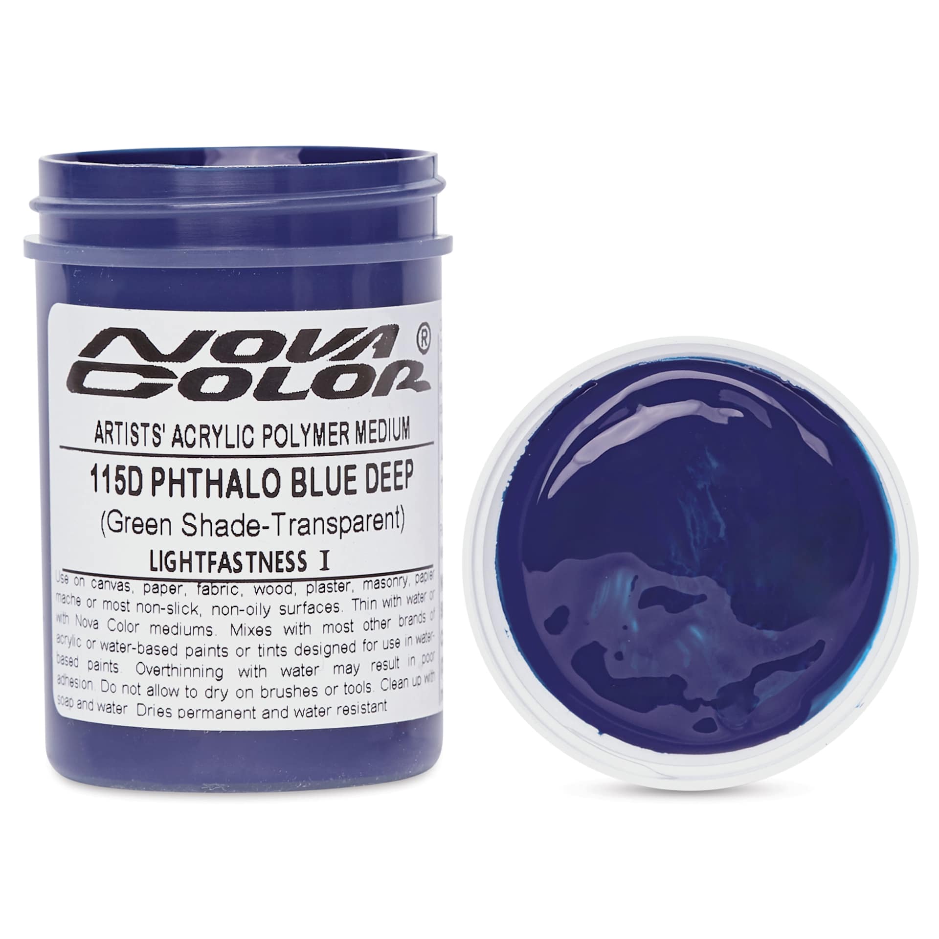 Nova Color Artists’ Acrylic Polymer Paint - Phthalo Blue Deep Green Shade, 118 ml Jar