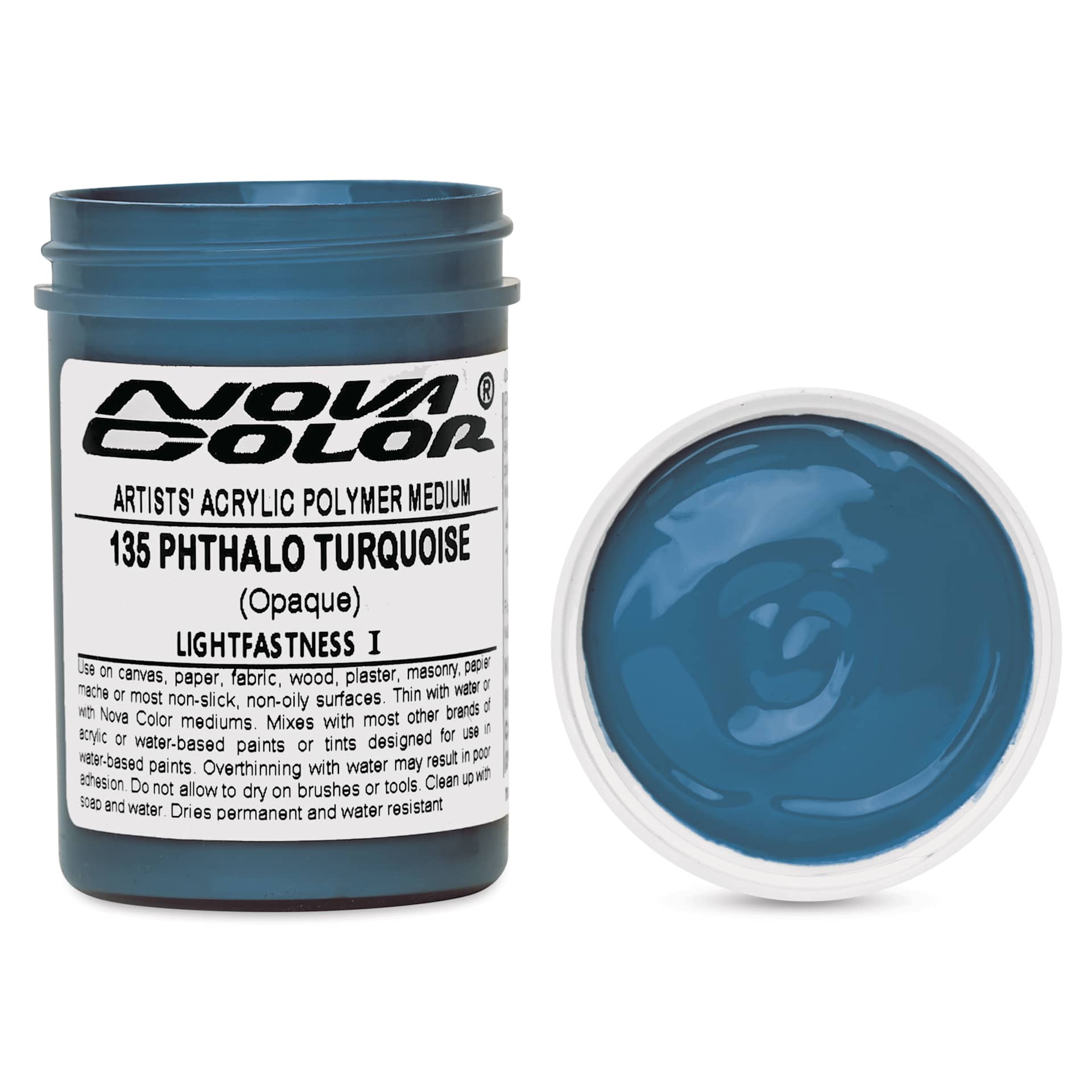 Nova Color Artists’ Acrylic Polymer Paint - Phthalo Turquoise, 118 ml Jar