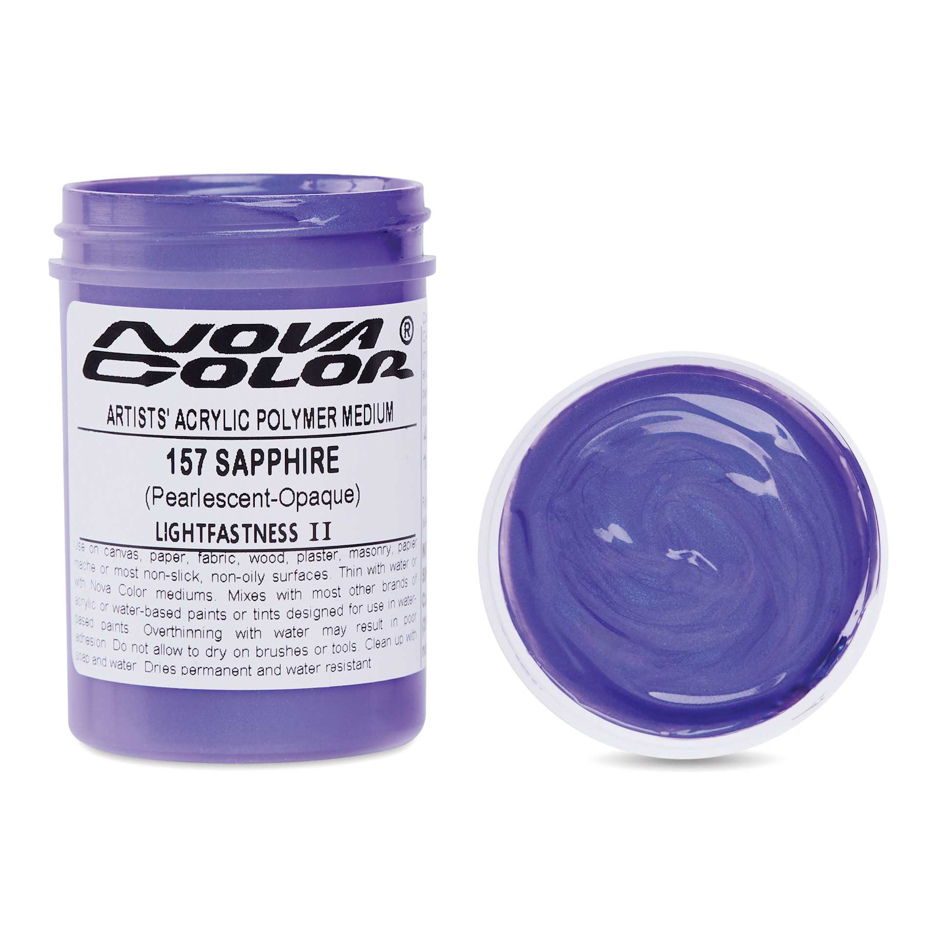 Nova Color Artists’ Acrylic Polymer Paint - Sapphire Pearl, 118 ml Jar