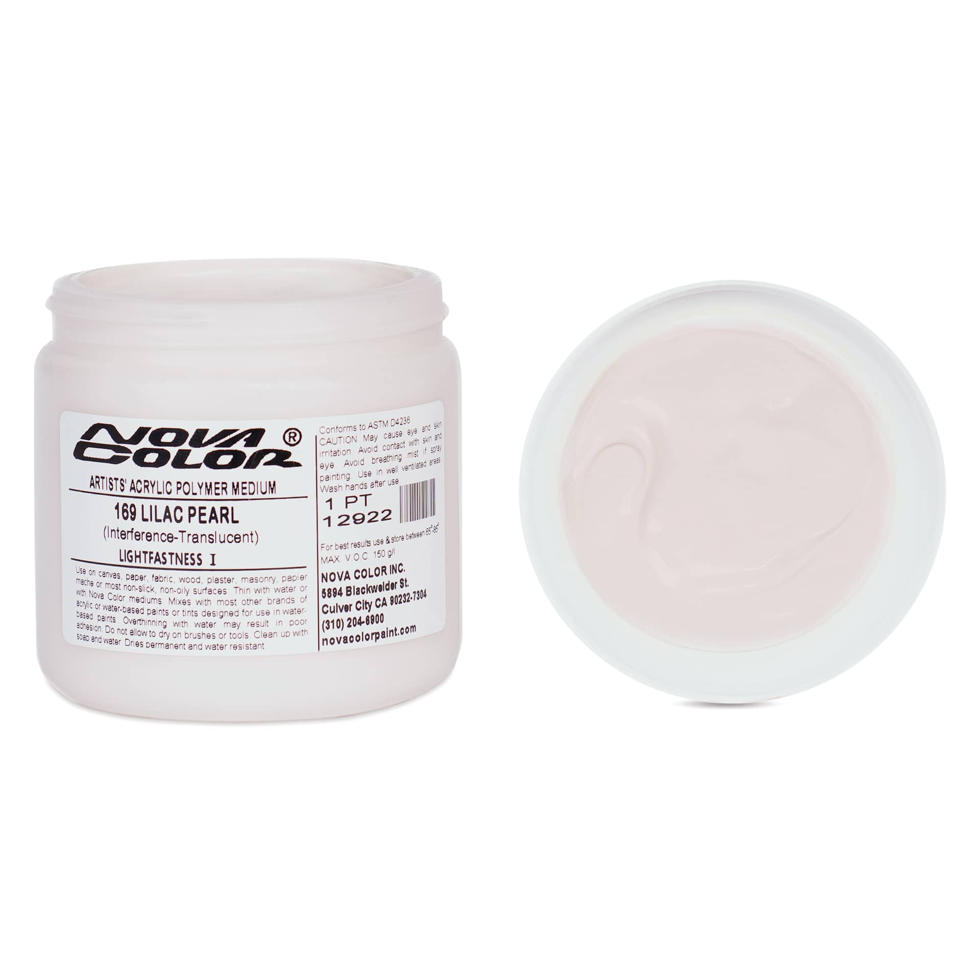 Nova Color Artists’ Acrylic Polymer Paint - Lilac Pearl, 473 ml Jar