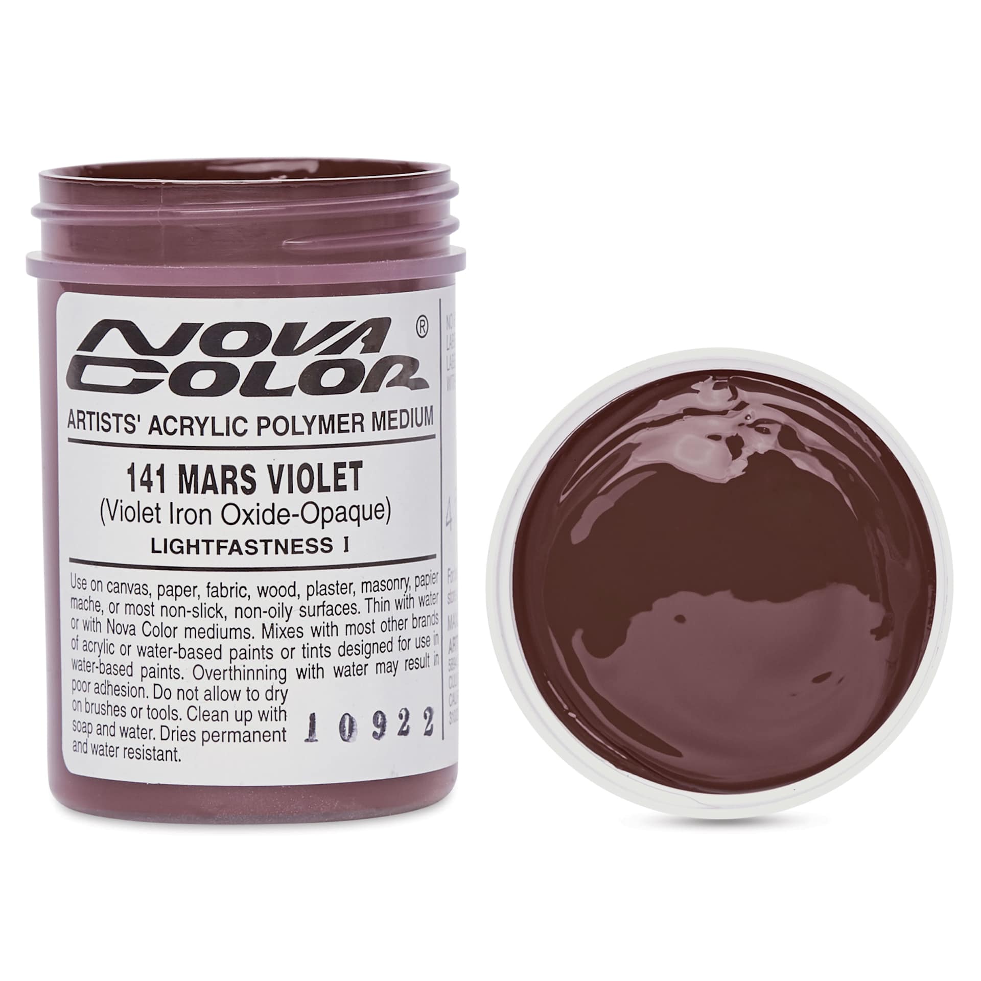 Nova Color Artists’ Acrylic Polymer Paint - Mars Iron Oxide Violet, 118 ml Jar