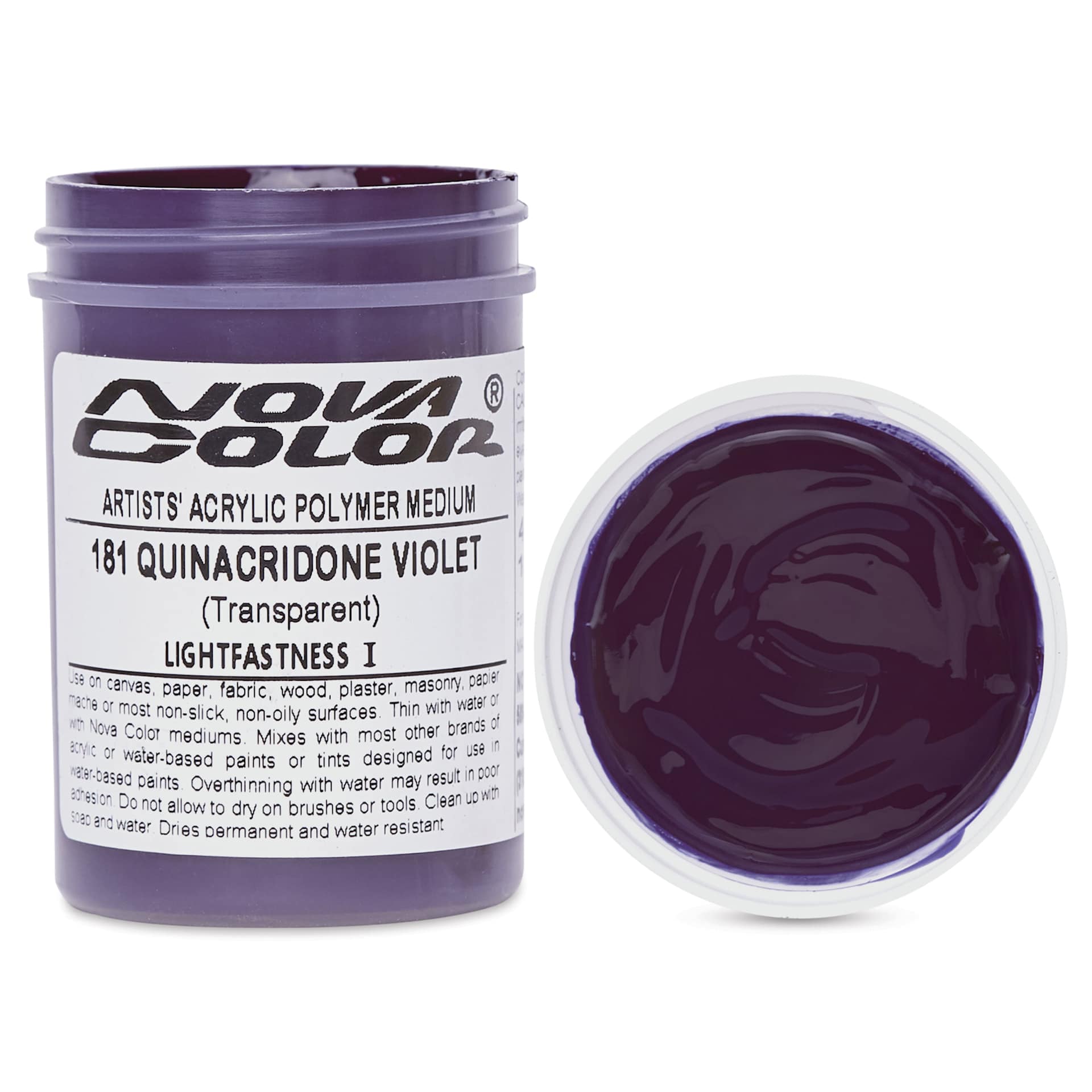 Nova Color Artists’ Acrylic Polymer Paint - Quinacridone Violet, 118 ml Jar