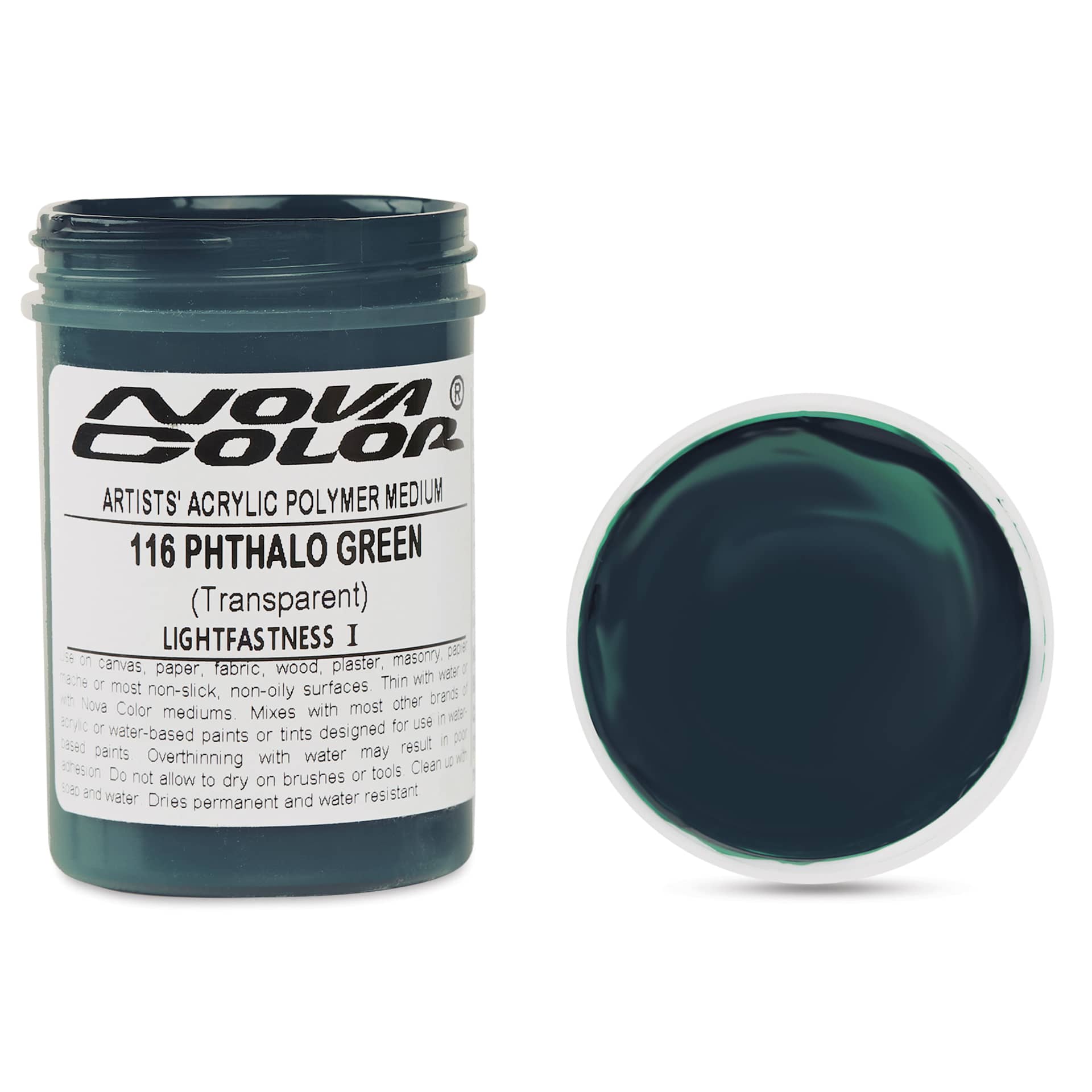 Nova Color Artists’ Acrylic Polymer Paint - Phthalo Green, 118 ml Jar