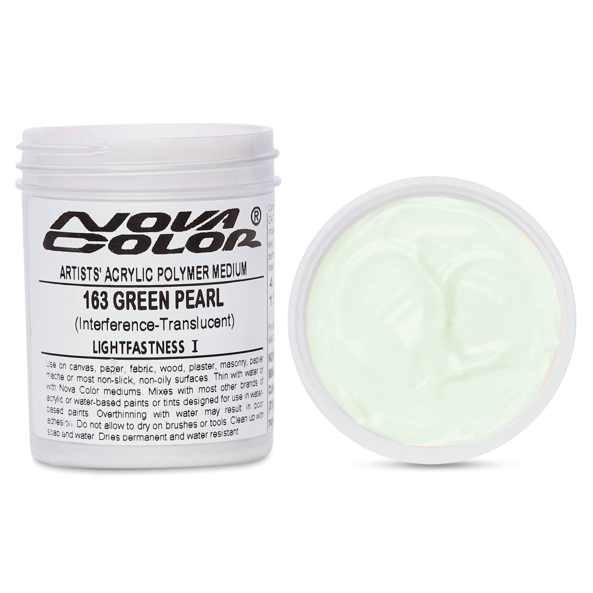 Nova Color Artists’ Acrylic Polymer Paint -  Green Pearl, 118 ml Jar