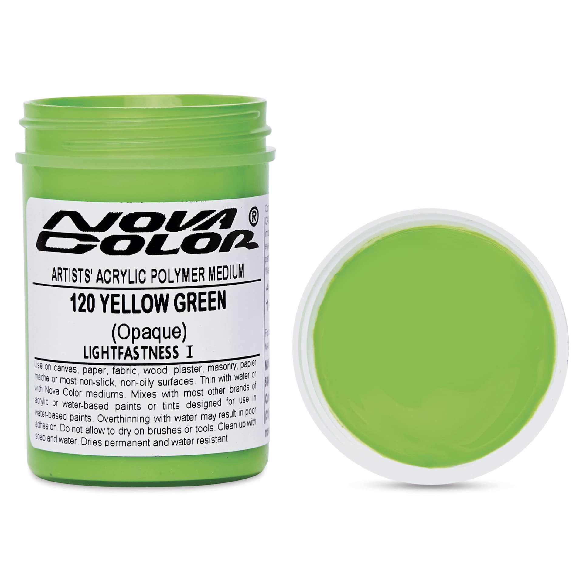 Nova Color Artists’ Acrylic Polymer Paint - Yellow Green, 118 ml Jar