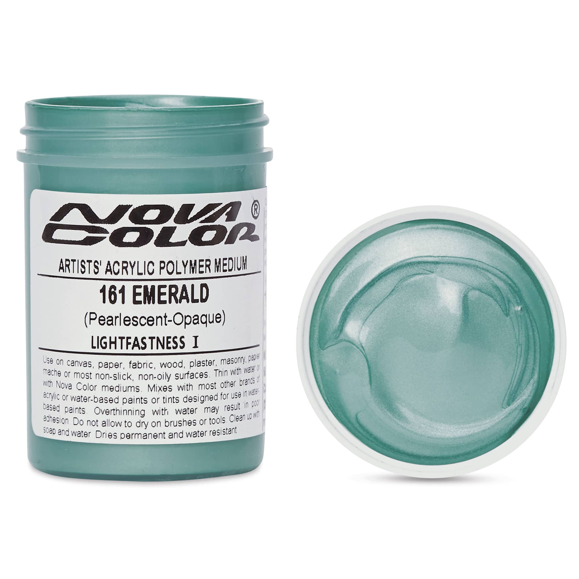 Nova Color Artists’ Acrylic Polymer Paint - Emerald Pearl, 118 ml Jar