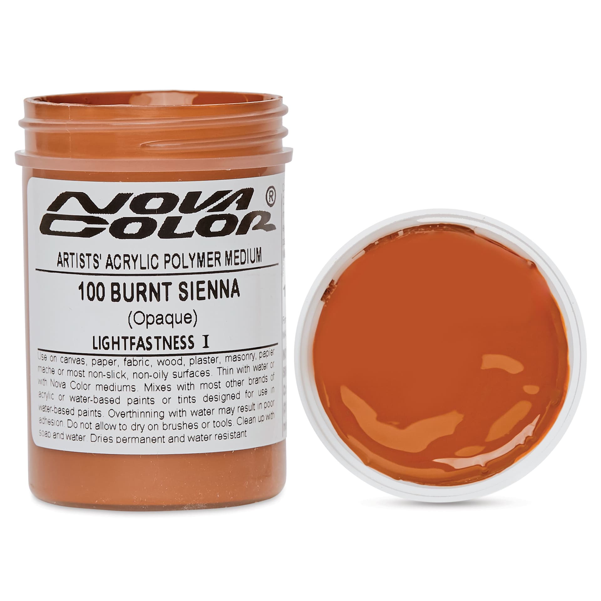 Nova Color Artists’ Acrylic Polymer Paint - Burnt Sienna, 118 ml Jar